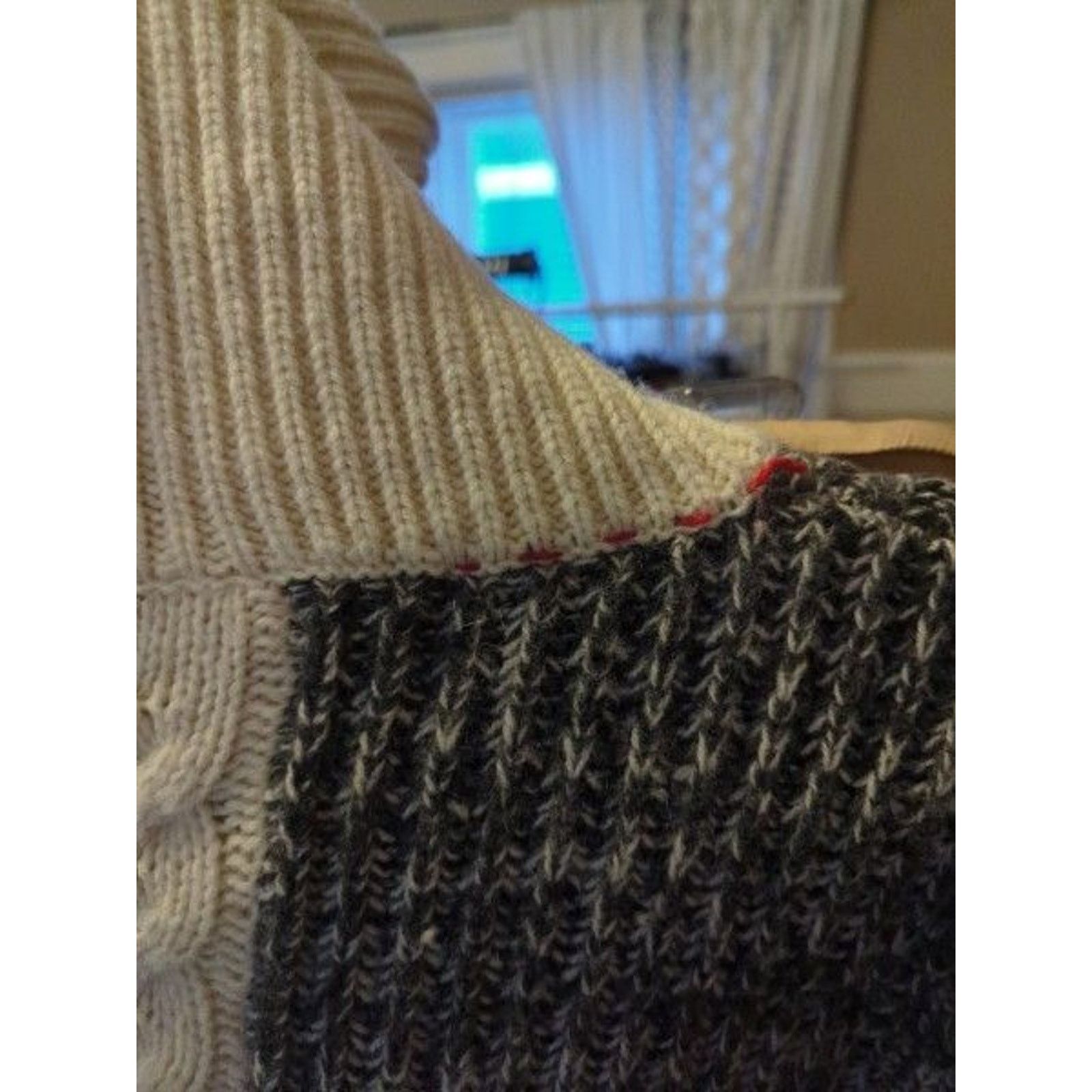 Other Parrish LA Amber Split Cable Knit Sweater - Snow/Graphite Size US M / EU 48-50 / 2 - 3 Thumbnail