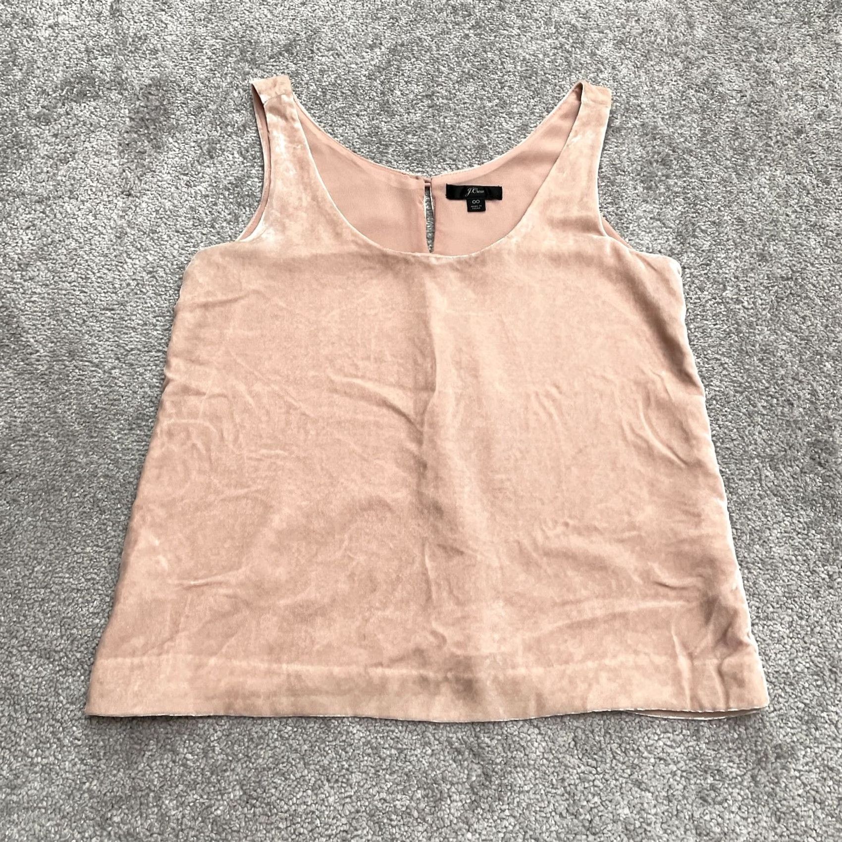 J.Crew J.CREW Velvet Tank Top Womens 00 Peach Orange Lined Scoop Neck Sleeveless Casual Velour Tank Top Women Sleeveless Viscose Fashion Top Size XXS / US 00 / IT 34 - 2 Thumbnail