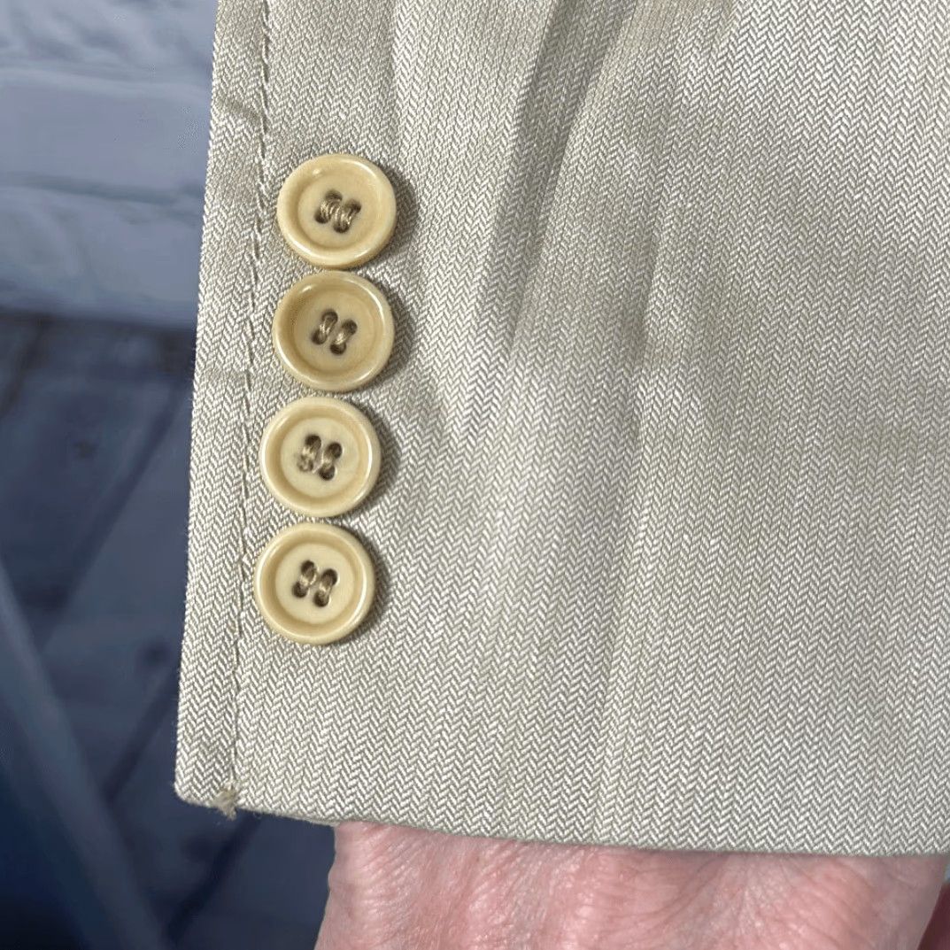 Vintage BlackBerrys Blazer Jacket Linen 38 Slim Beige Men Tan 2 Button Blazer Coat Suit Jacket Blazer Size 38R - 3 Thumbnail