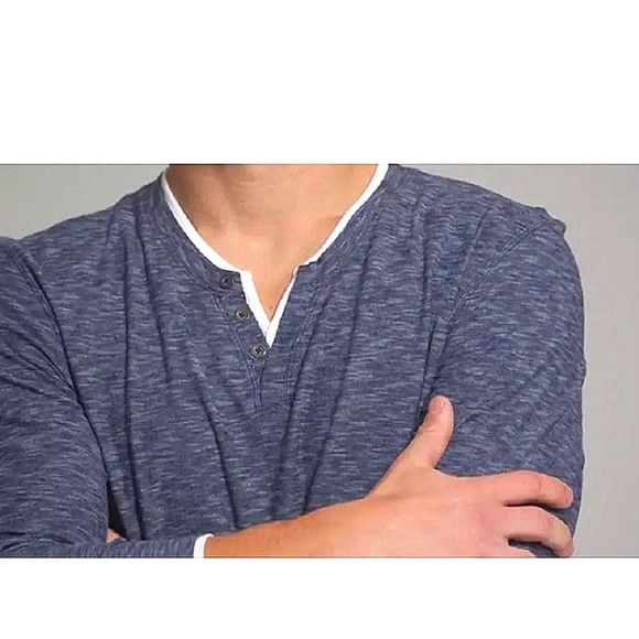 I.N.C INC Replen Heathered Split V-Neck Long Sleeve Knit Tee NWT Size US XXL / EU 58 / 5 - 3 Thumbnail