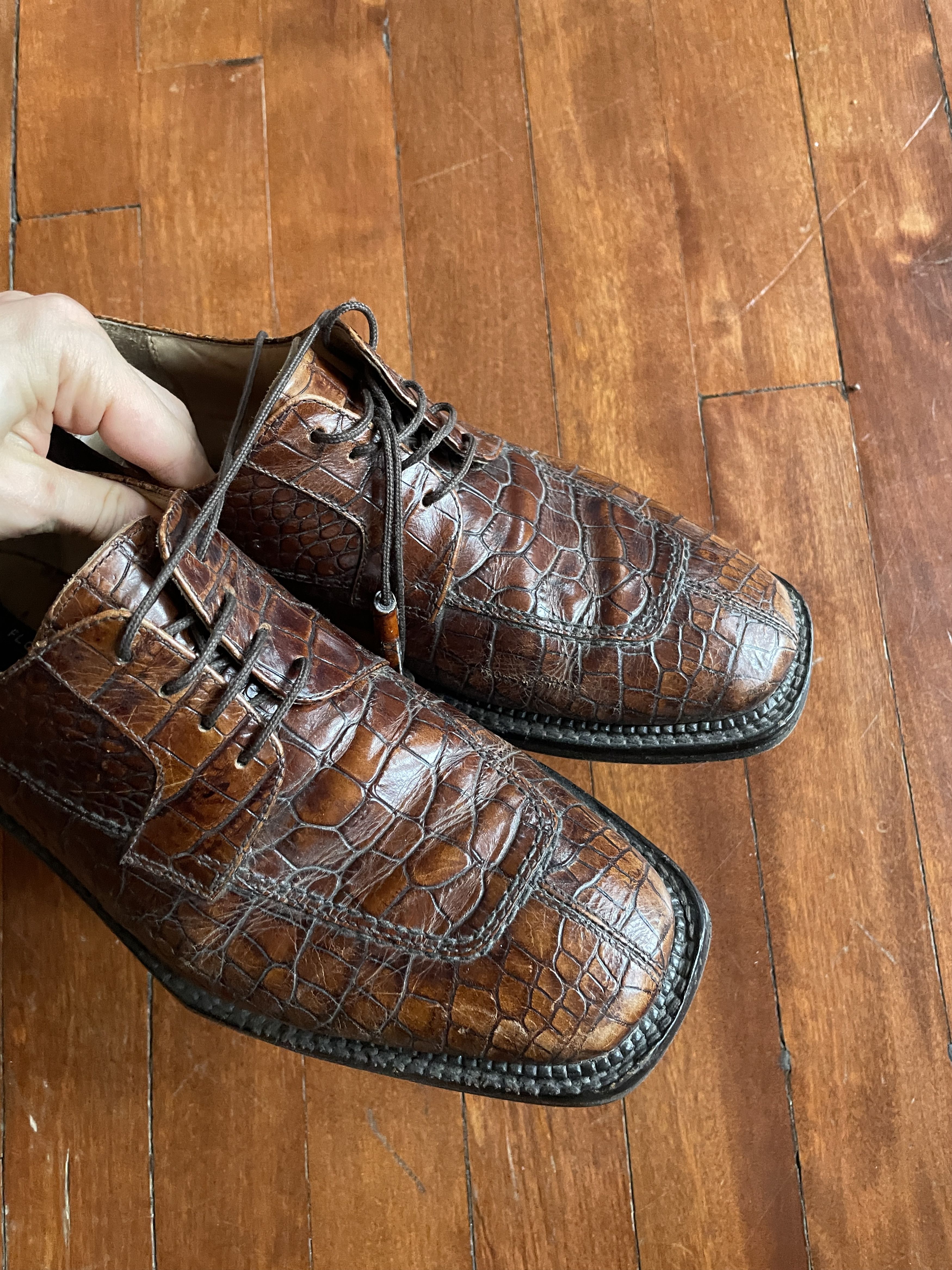 Other Faux crocodile brown faux leather shoes Size US 8.5 / EU 41-42 - 2 Thumbnail