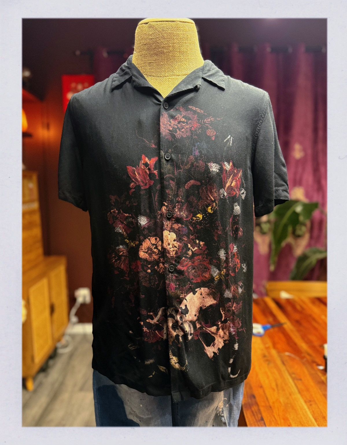 Topman Topman Black Floral Skull Button-Up Size US M / EU 48-50 / 2 - 5 Thumbnail