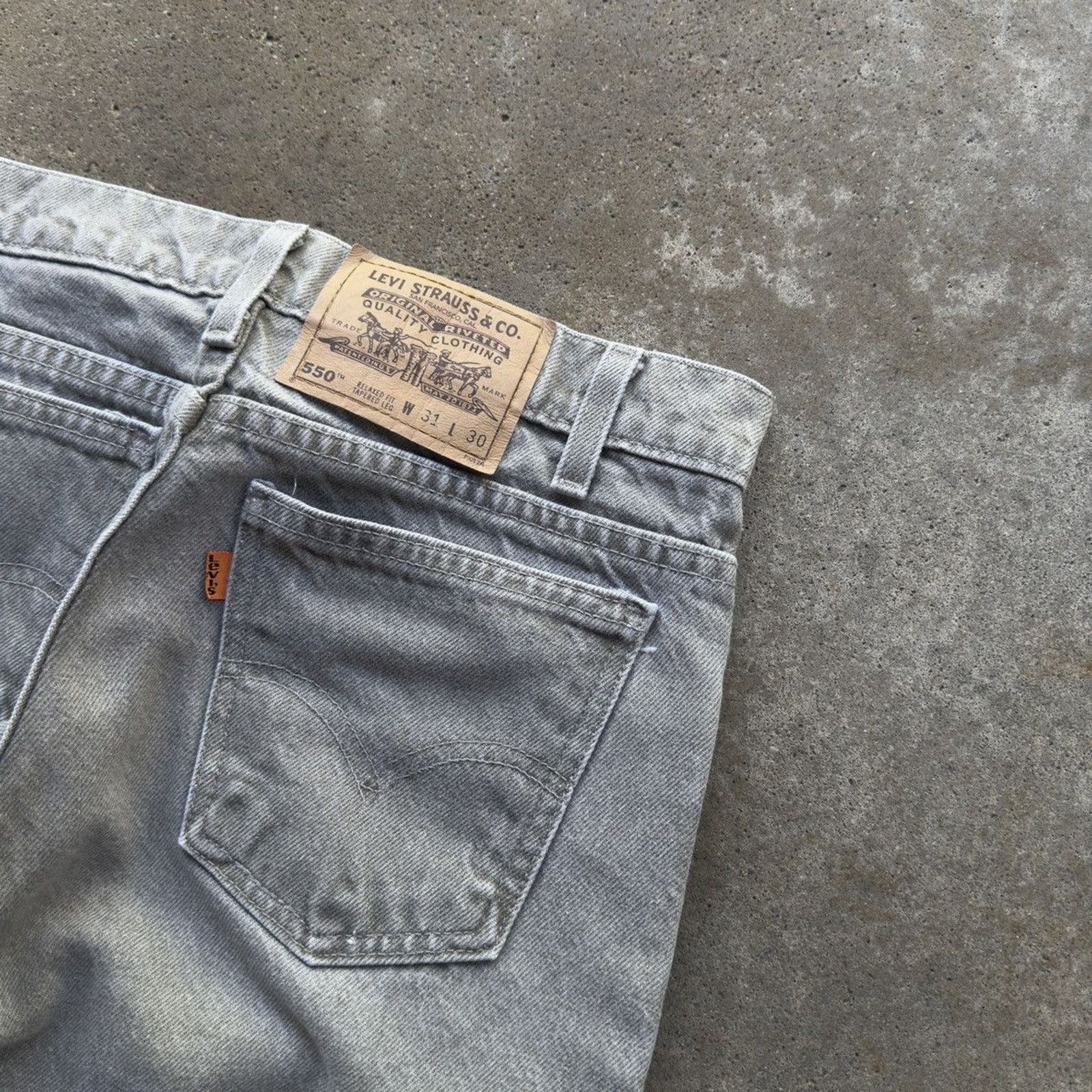 Levi's Vintage 90s Levi's 550 Grey Denim Jeans ERD Grunge Chrome Size US 31 - 8 Thumbnail