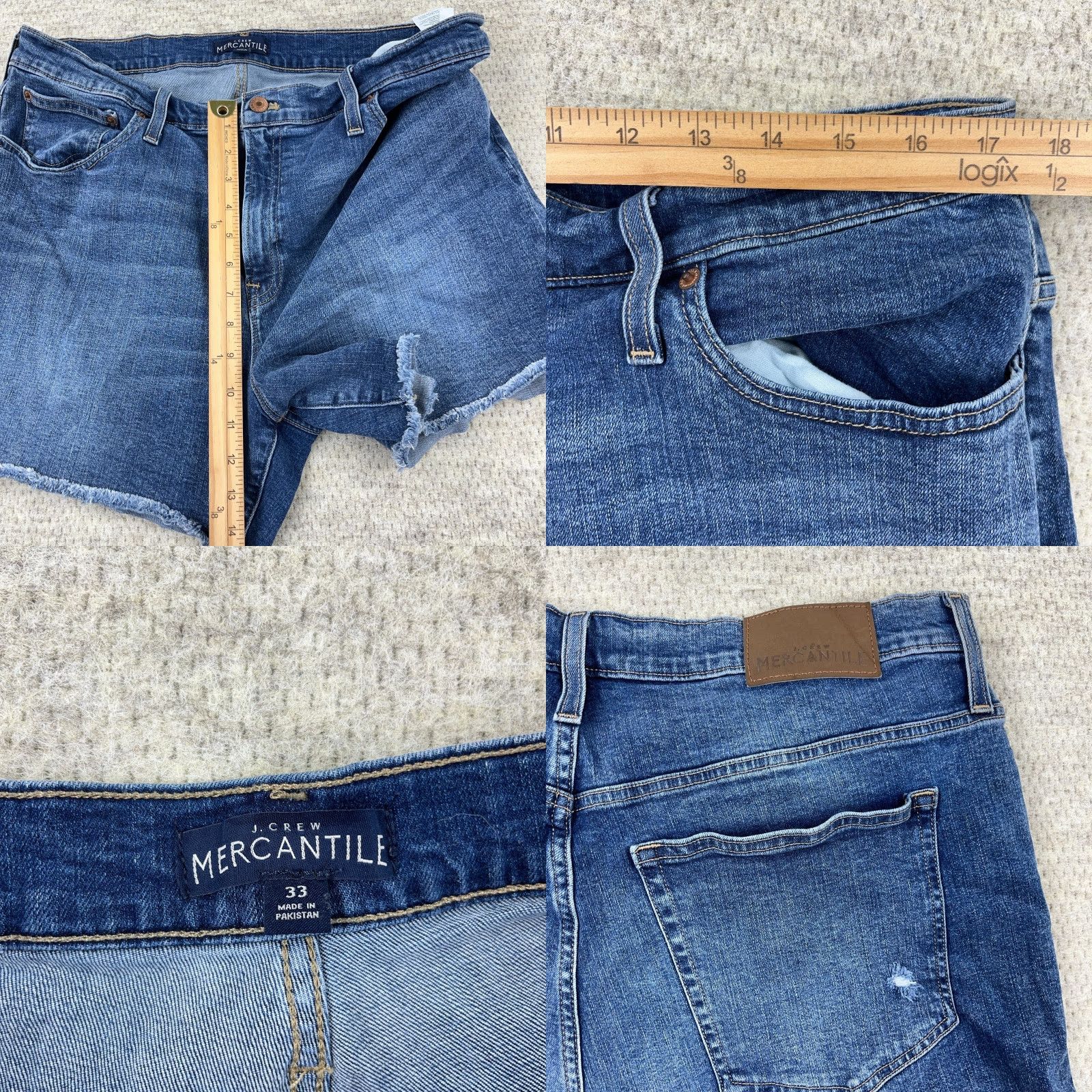J.Crew J. Crew Mercantile Shorts Men 33 Bermuda Denim 11 Inseam Blue Pockets Belt Loops Zip Front Regular Mid Rise Casual Size US 33 - 8 Thumbnail