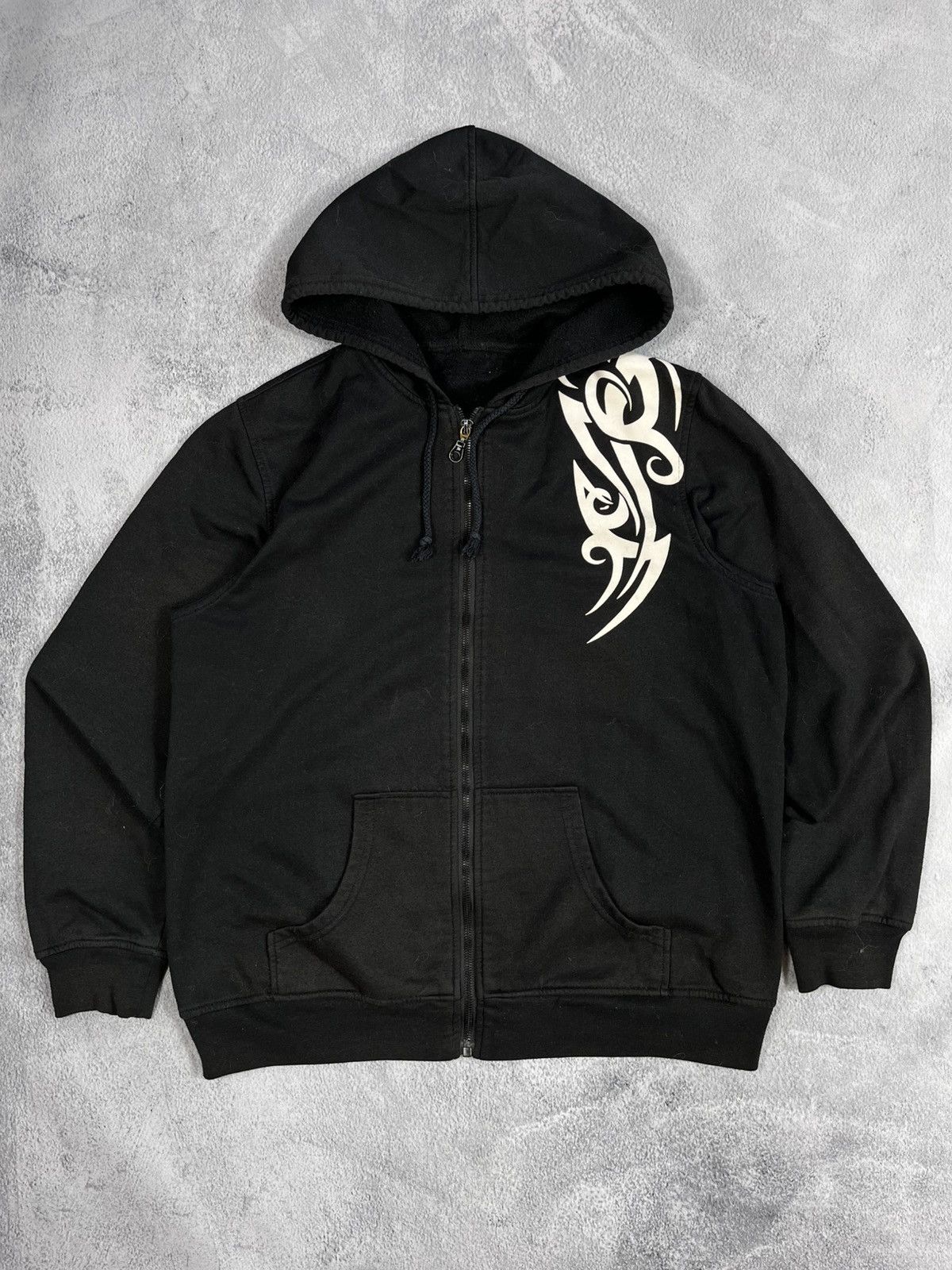 Vintage Y2K Japanese faded zip hoodie logo streetwear size M