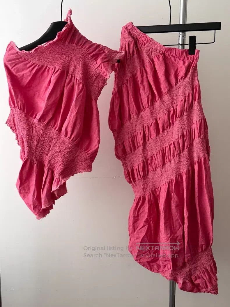 Issey Miyake Issey Miyake Pink Irregular Ruched Set (Top & Long Skirt) Size M / US 6-8 / IT 42-44 - 7 Thumbnail