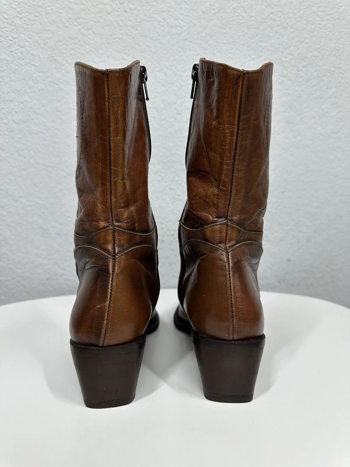 If Six Was Nine Vintage Cowboys Leather Avantgarde Boots High Western Y2K Size US 7.5 / EU 40-41 - 6 Thumbnail