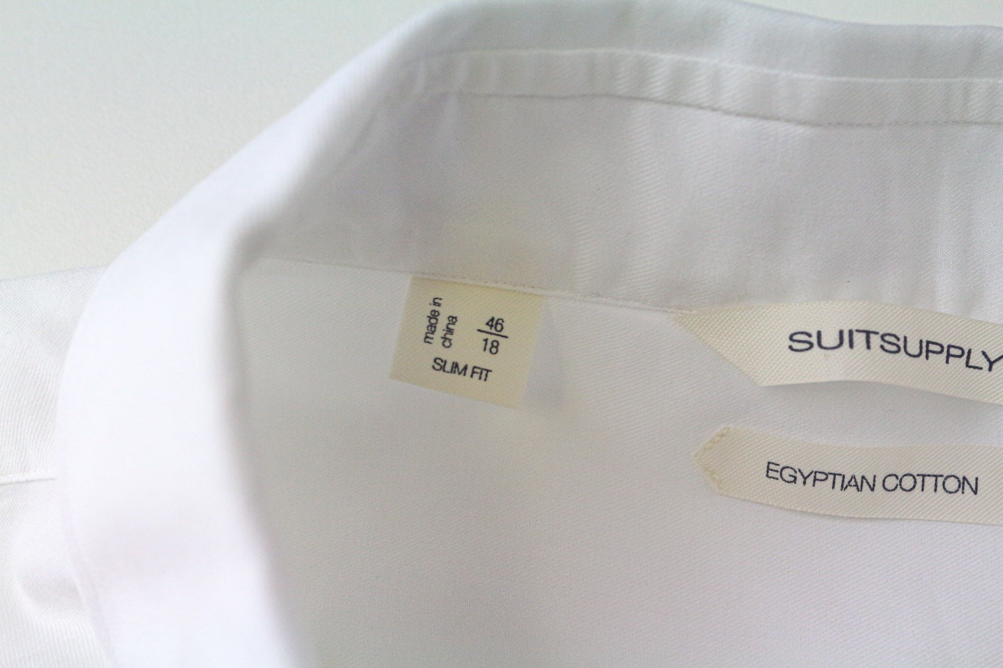 Suitsupply 46/18 Slim White Cotton Cutaway Twill Shirt 78417 Size 46R - 5 Thumbnail