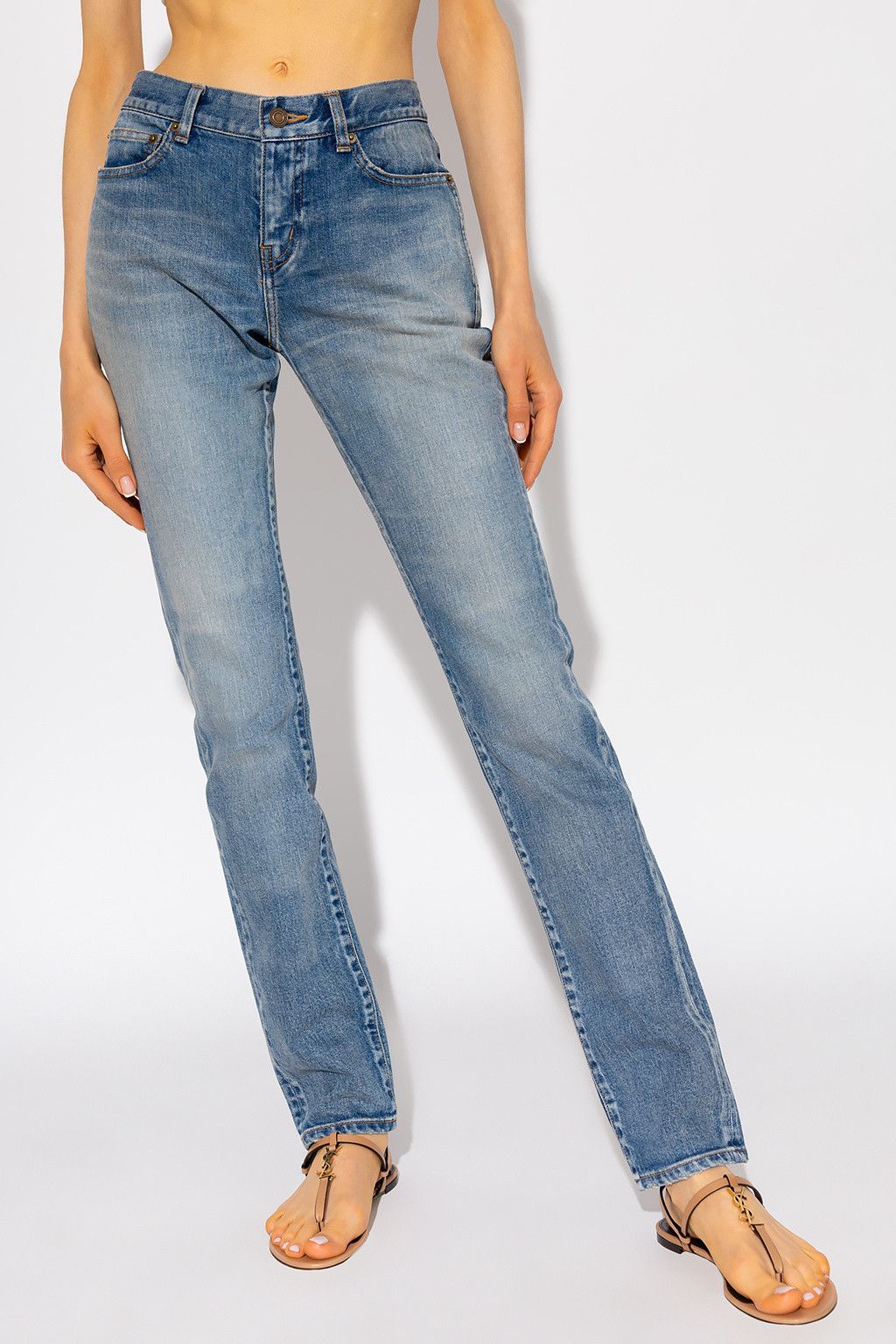 Saint Laurent Paris o1s1wg110924 Low-Rise Jeans in Dirty Sandy Denim in Blue Size 26" / US 2 / IT 38 - 3 Thumbnail