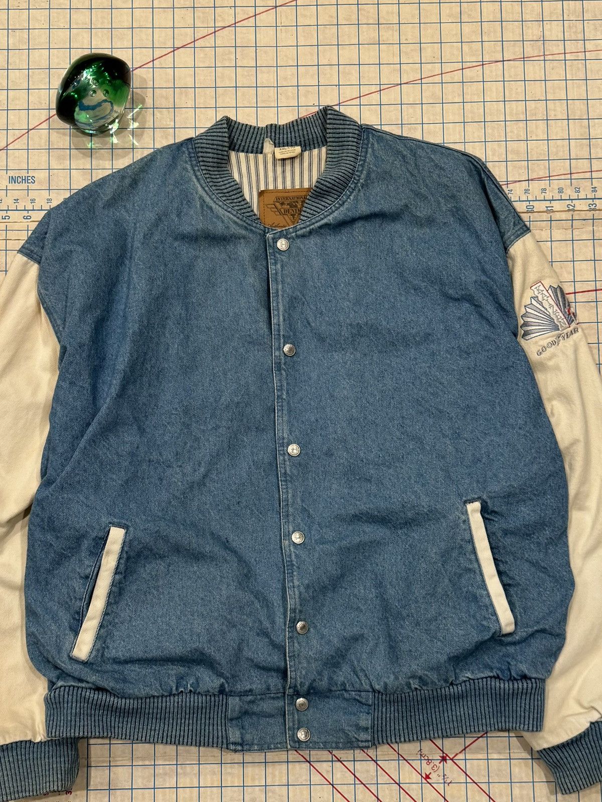 Vintage Vintage Two Tone Denim Bomber Jacket Good Year Branding XXL Size US XXL / EU 58 / 5 - 5 Thumbnail