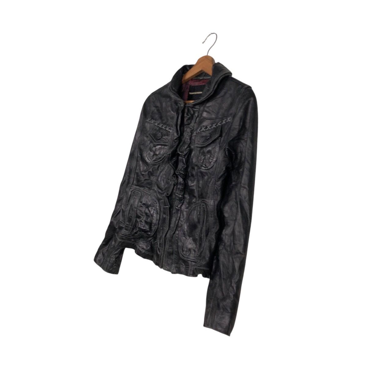 Japanese Brand Cropped Biker Leather Jacket Nouvo Nouvo Issey Miyake Size US S / EU 44-46 / 1 - 2 Thumbnail