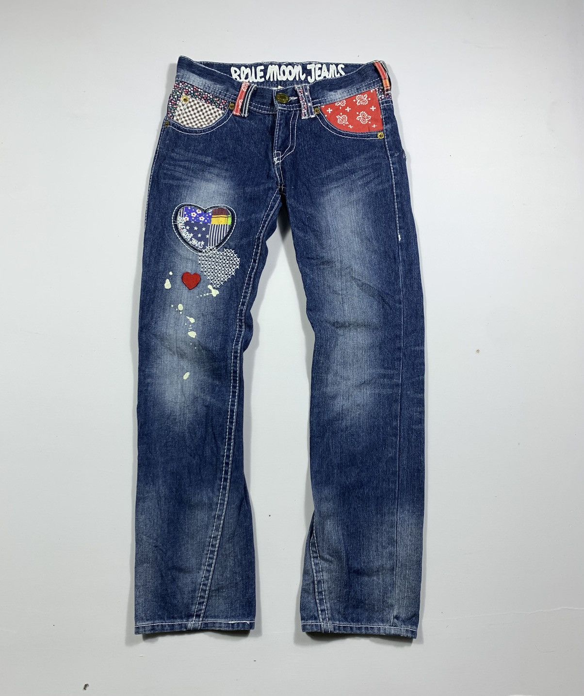 If Six Was Nine Blue Moon Blue Denim Patch Kurt Cobain Style Size US 28 / EU 44 - 1 Thumbnail