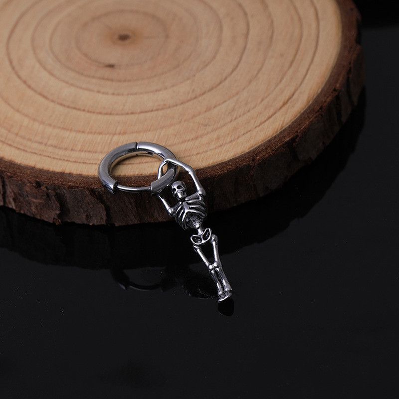 Jewelry Skull Retro Earrings One Pairs Chrome Jewelry Size ONE SIZE - 4 Thumbnail