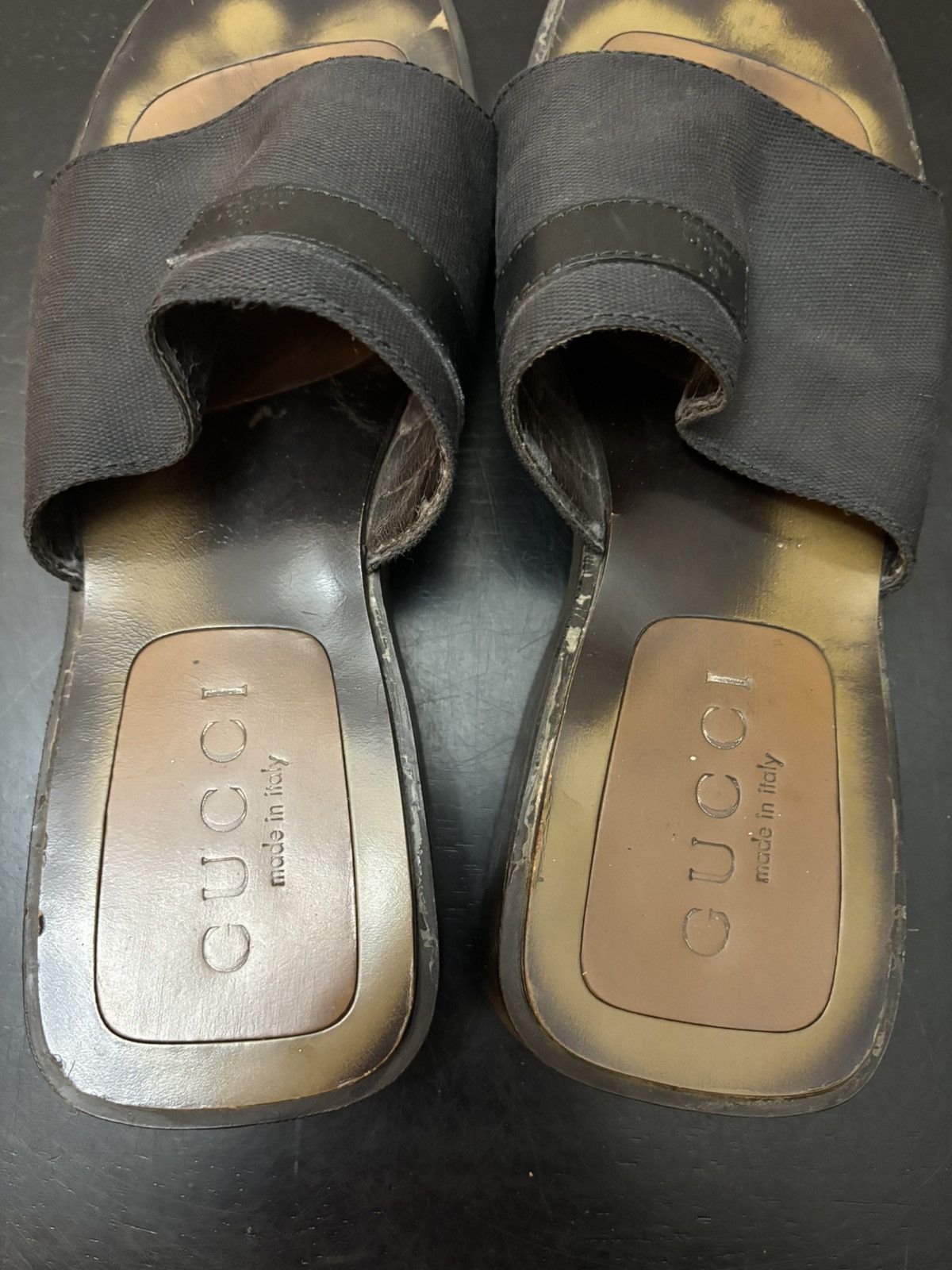 Gucci Gucci Canvas Leather Elastic Strap Slides Brown Size US 8 / EU 41 - 7 Thumbnail