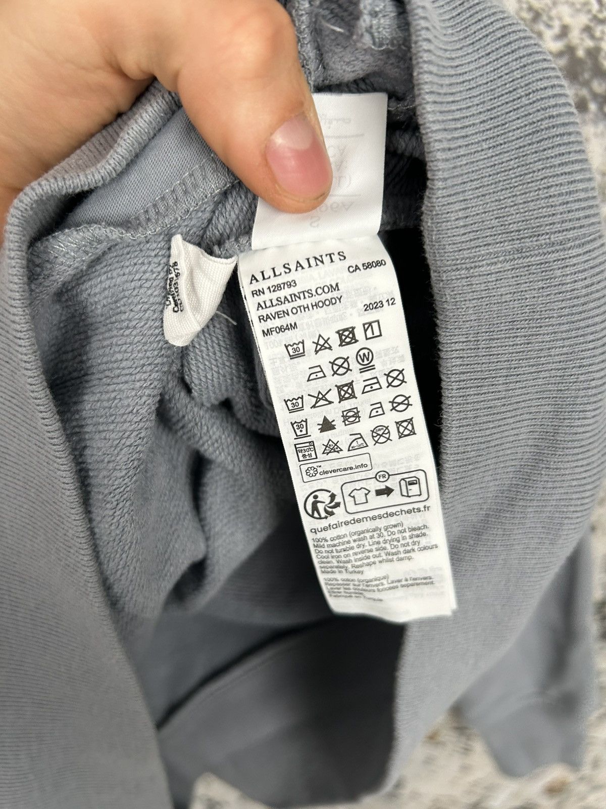 Allsaints Allsaints Grey Hoodie Streetwear Premium Basic Skate Baggy Size US S / EU 44-46 / 1 - 7 Thumbnail