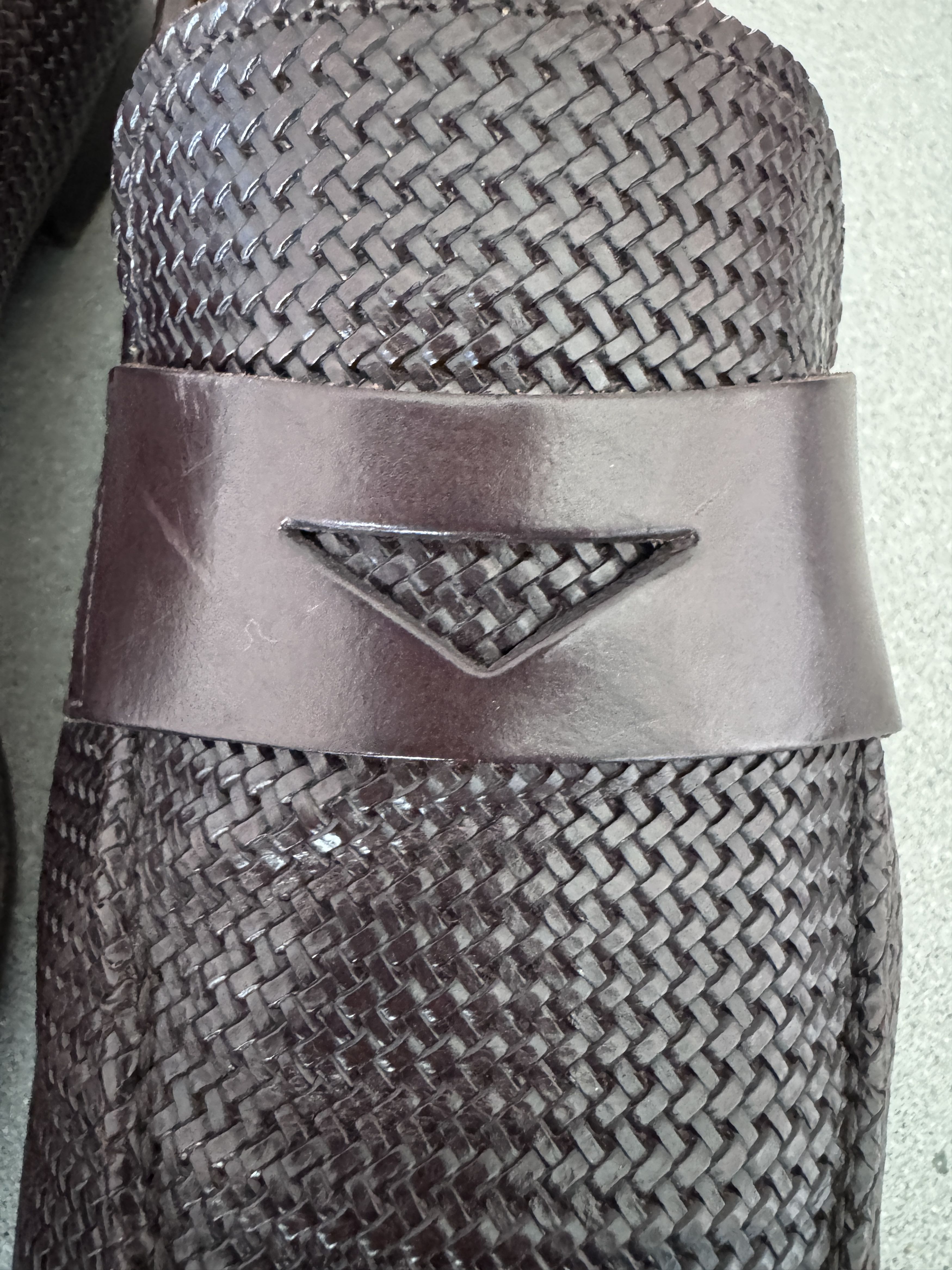 Giorgio Armani Brown leather weave penny loafers Size US 12.5 / EU 45-46 - 3 Thumbnail
