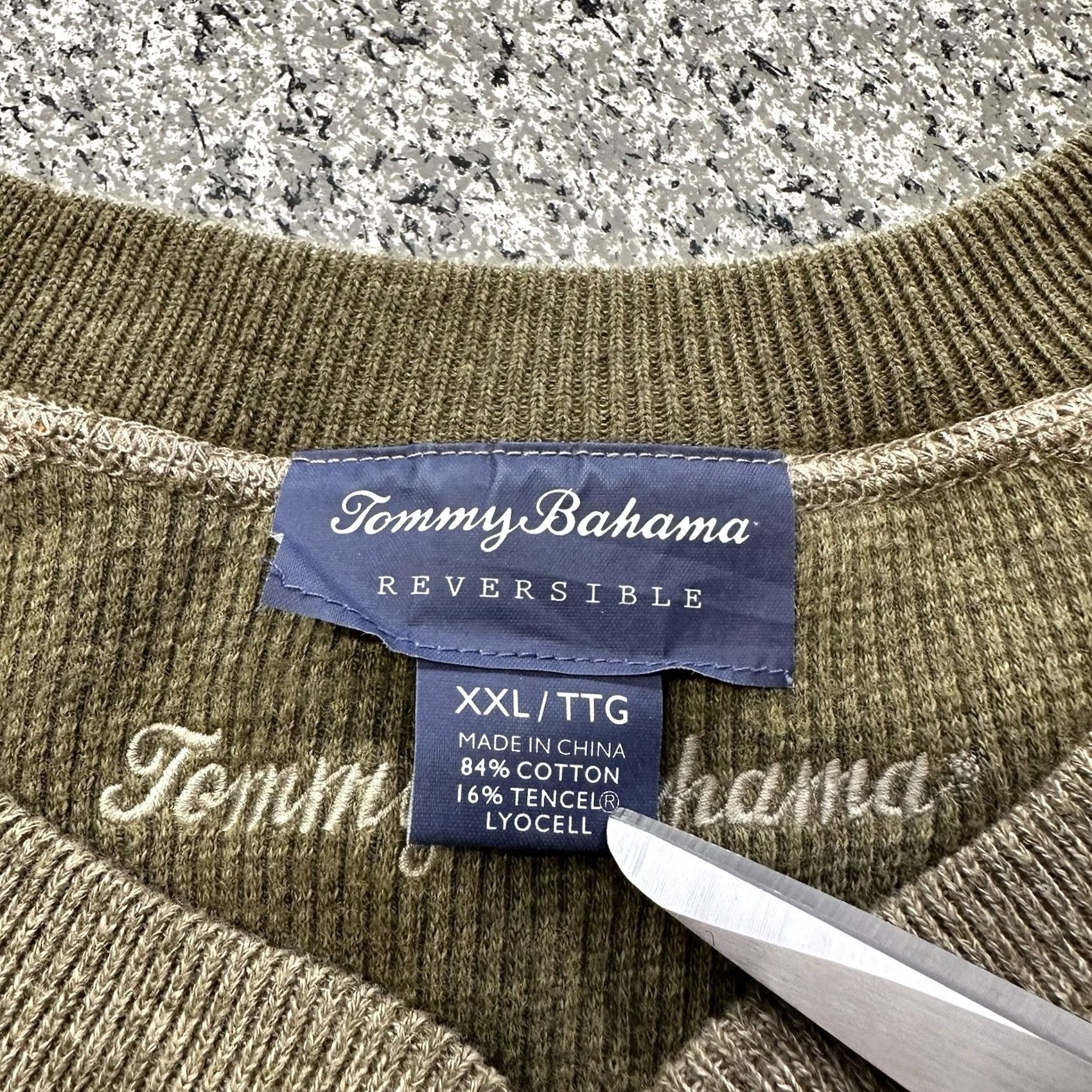 Tommy Bahama Tommy Bahama Sweater Mens 2XL Green Reversible Abaco Flipshore Pullover Casual Knit Shirt Size US XXL / EU 58 / 5 - 2 Thumbnail