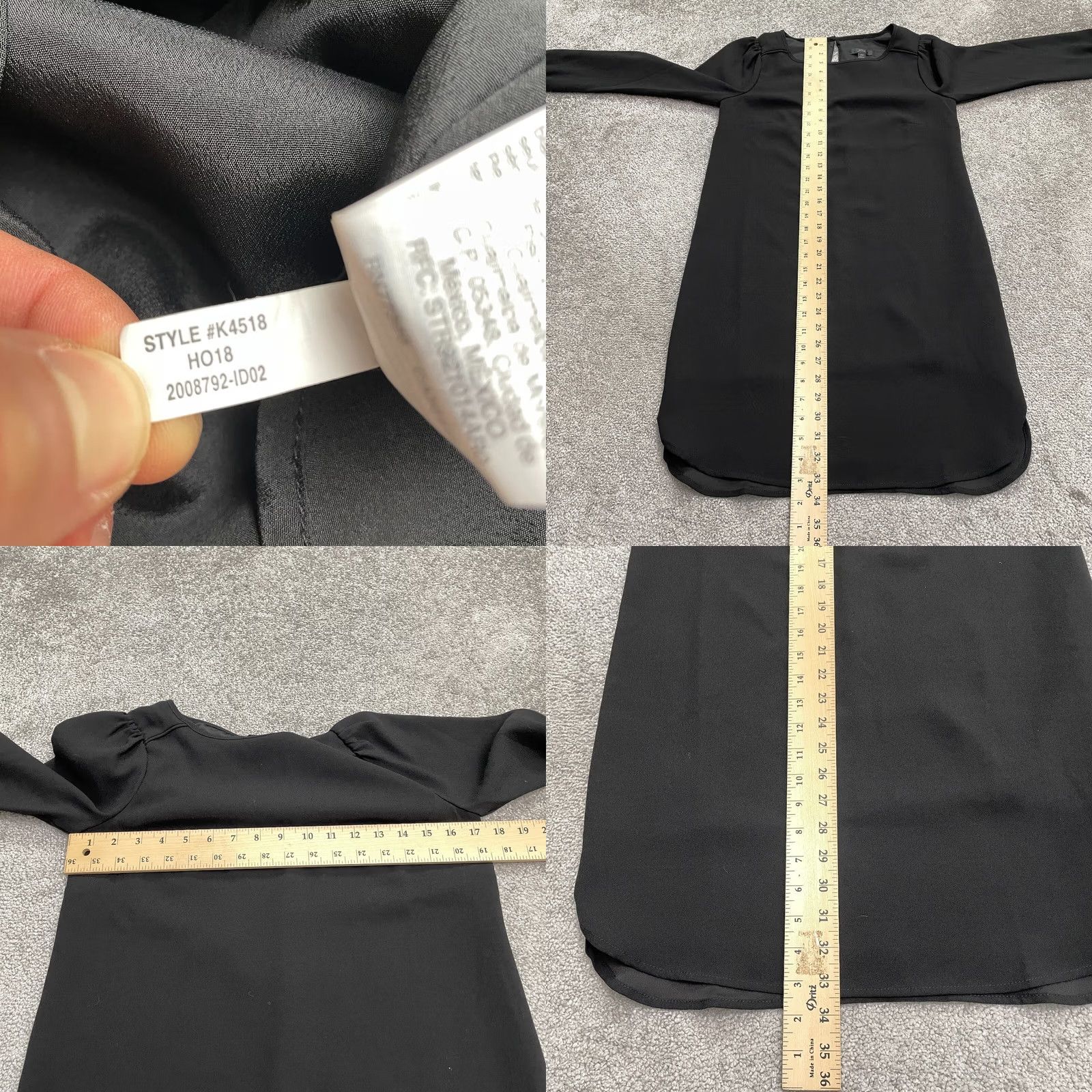 J.Crew J.Crew Midi Shift Dress Womens 00 Black Long Sleeve Classic Everyday Crepe Size XXS / US 00 / IT 34 - 8 Thumbnail