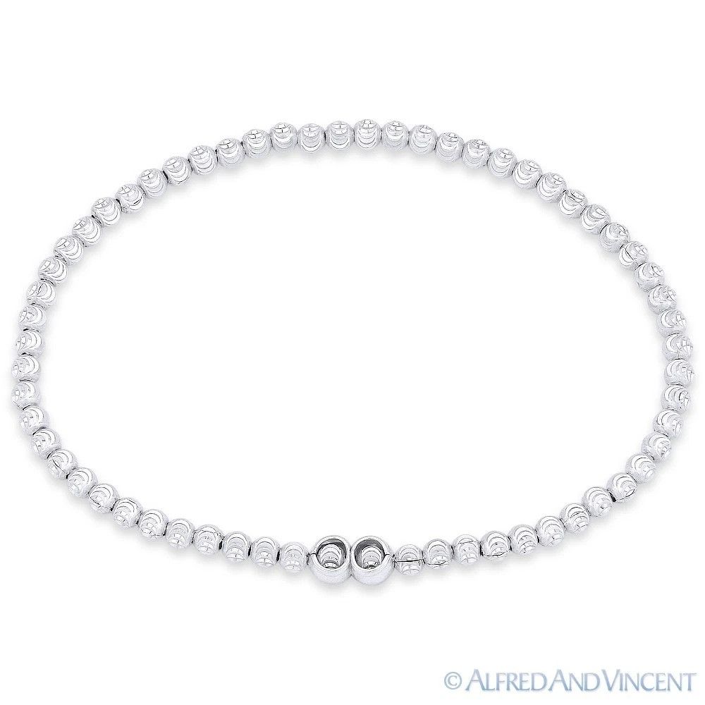 Other 3mm Moon-Cut Ball Bead Italy-Made Stretch Bracelet Size ONE SIZE - 1 Preview