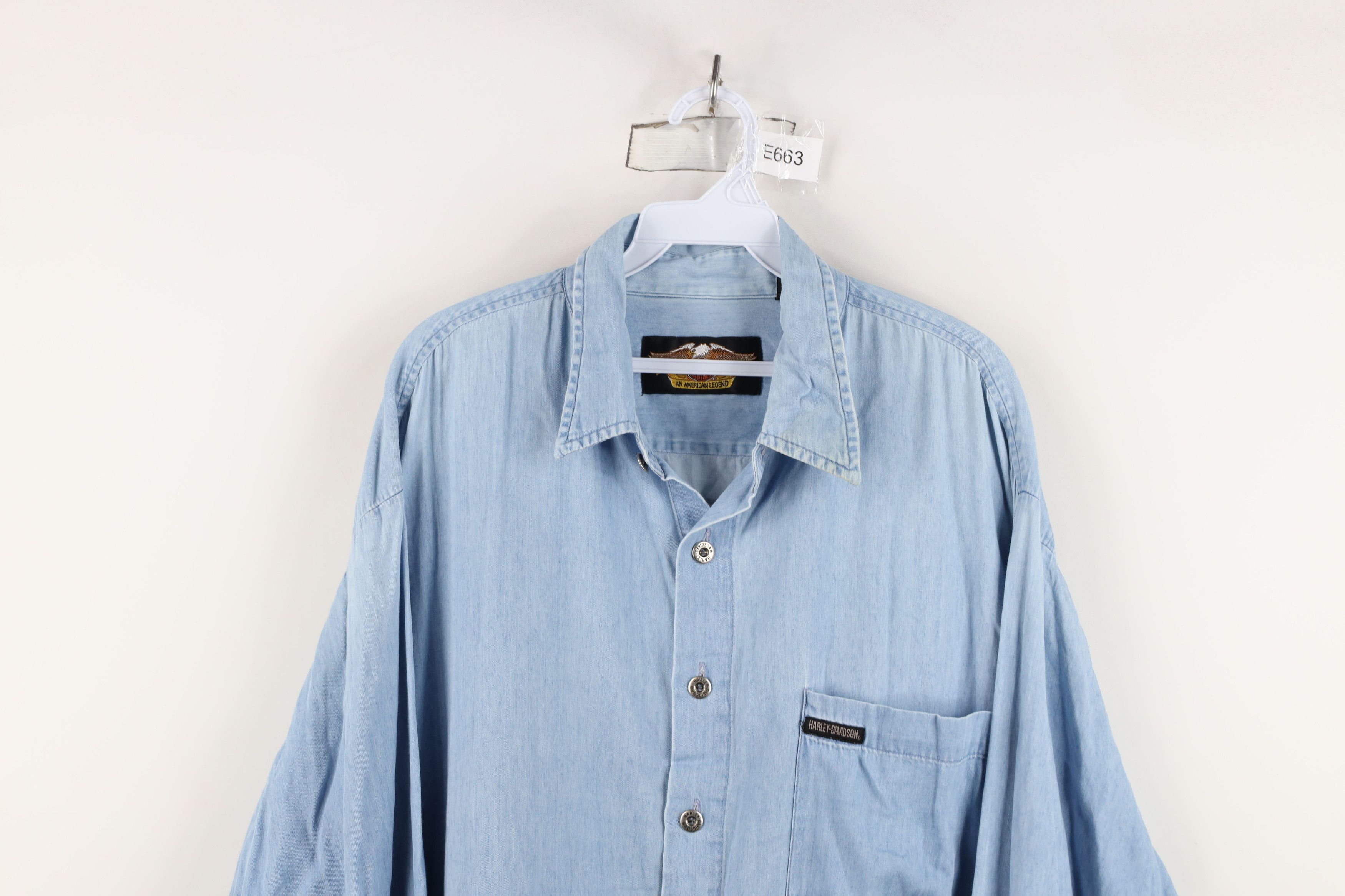 Harley Davidson Vintage 90s Harley Davidson Denim Jean Button Shirt Blue Size US XL / EU 56 / 4 - 3 Thumbnail