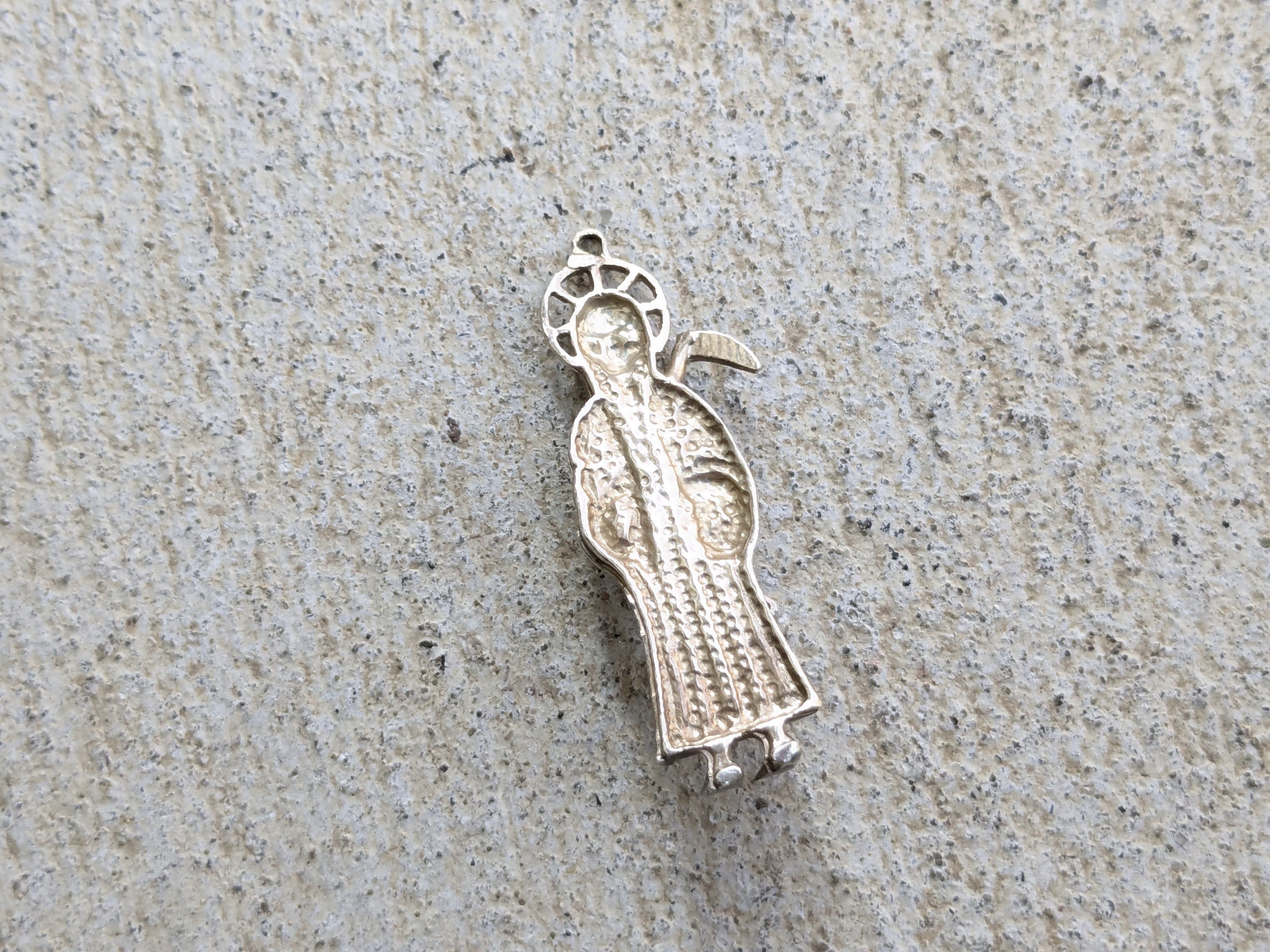 Jewelry Vintage Sterling Silver Pendant Grim Reaper Skull Skeleton Size ONE SIZE - 6 Thumbnail