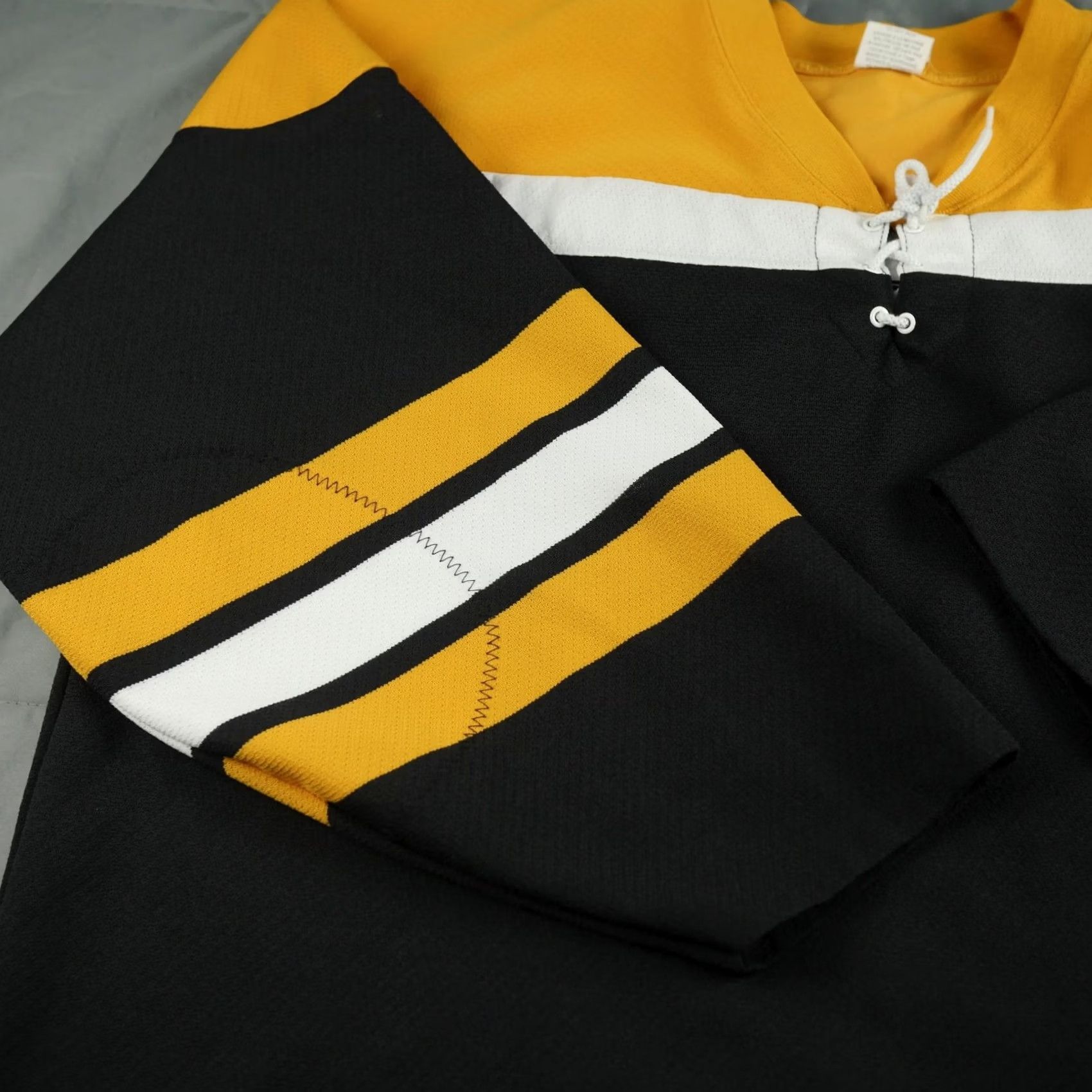 Vintage Athletic Knit Hockey Jersey Mens 2XL Black Yellow White Coach 50+ Made Canada Size US XXL / EU 58 / 5 - 2 Thumbnail