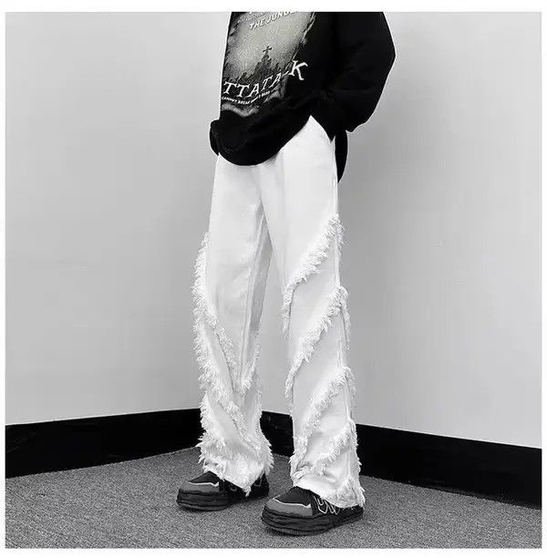 VIBE Men Solid Ragged Edge Straight Jeans Size US 32 / EU 48 - 2 Thumbnail