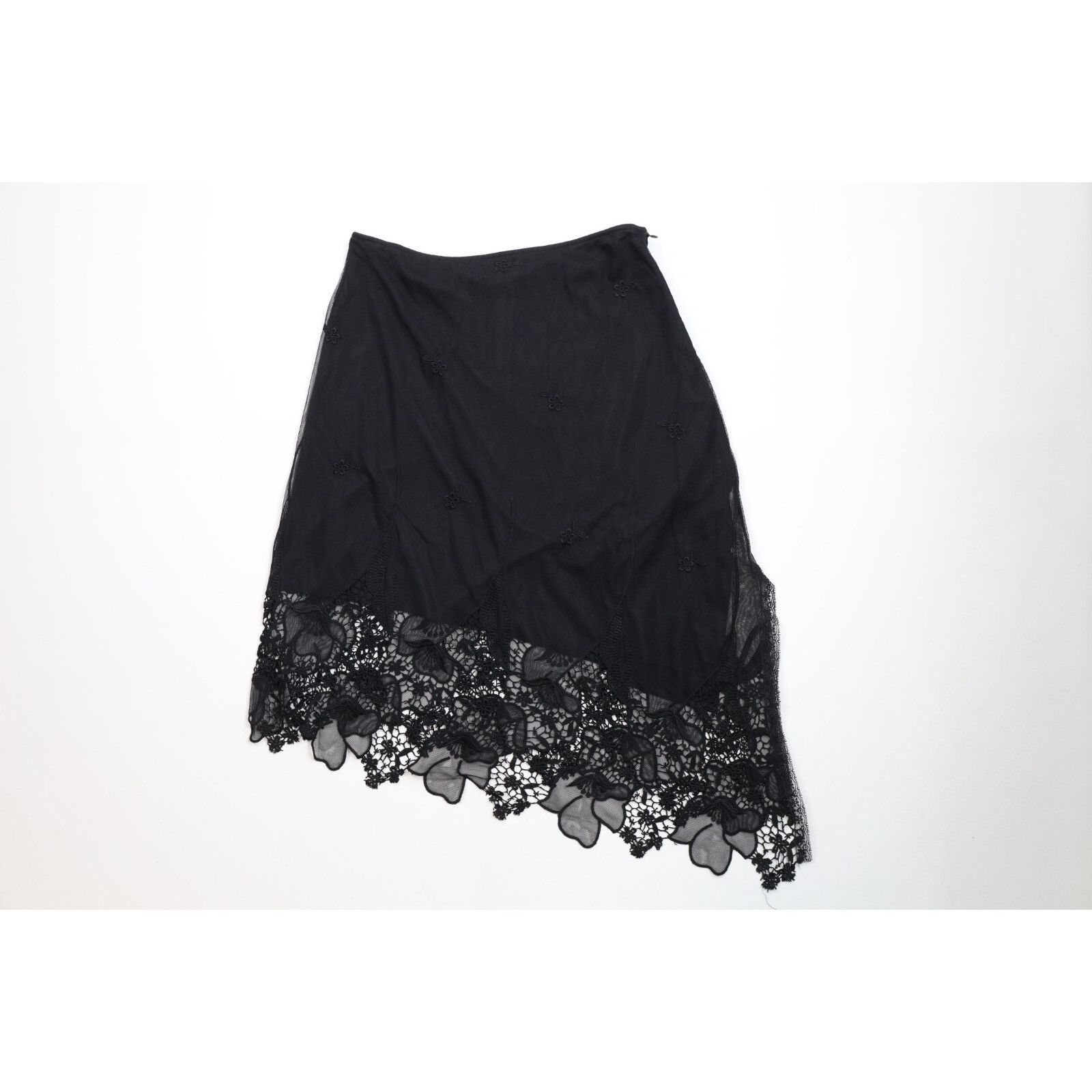 Vintage Vintage 90s Cache Lace Knit Flower Asymmetric Skirt Size 30" / US 8 / IT 44 - 1 Thumbnail