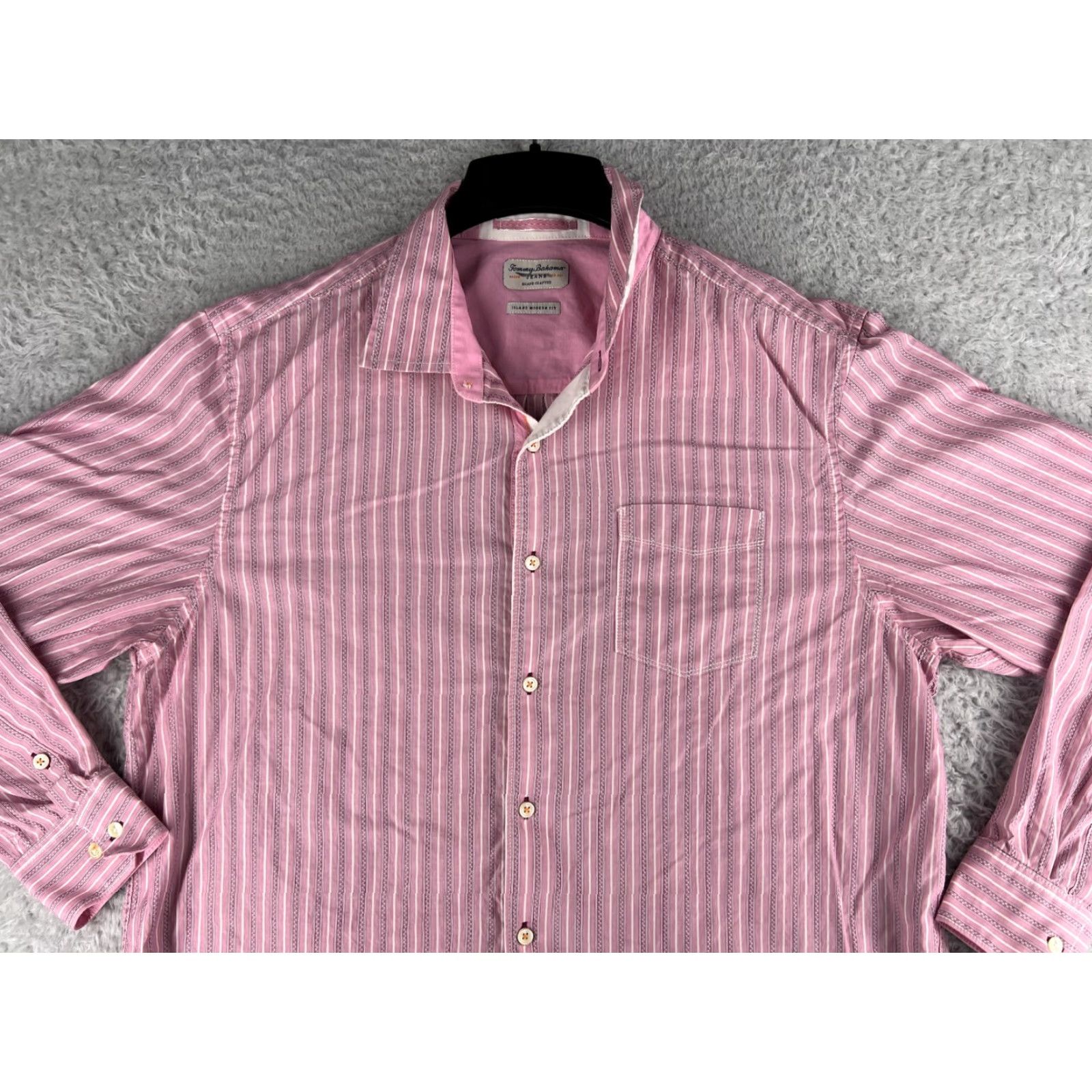 Tommy Bahama Tommy Bahama Shirt Mens XL Pink White Button-Up Stripe Cotton Size US XL / EU 56 / 4 - 4 Thumbnail