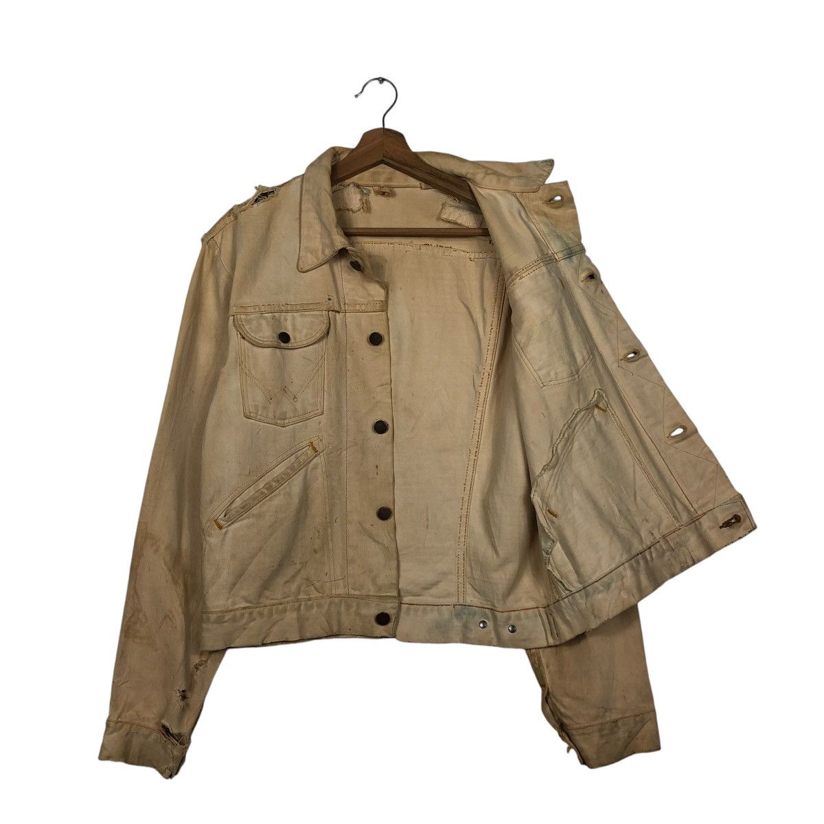 Vintage 🔥VINTAGE CROPPED DENIM BIKER JACKET UNION MADE DISTRESSED Size US M / EU 48-50 / 2 - 11 Thumbnail