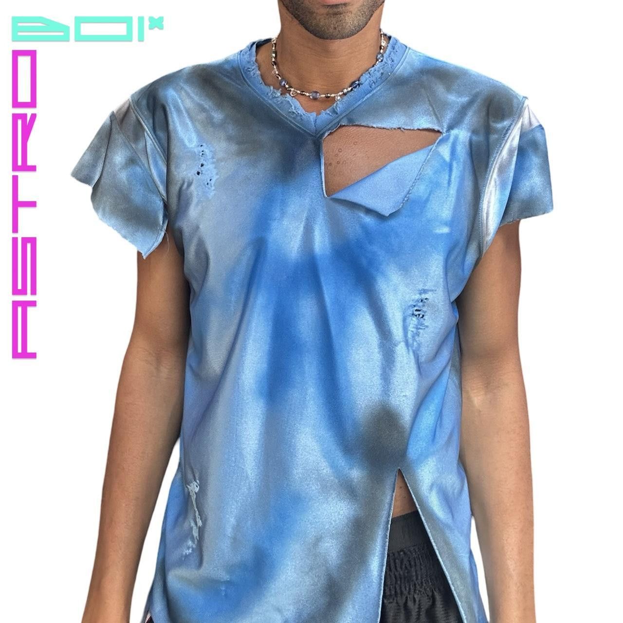 Other ASTROBOI* Blue Airbrushed Ripped Sports T-shirt - Large Size US L / EU 52-54 / 3 - 2 Thumbnail