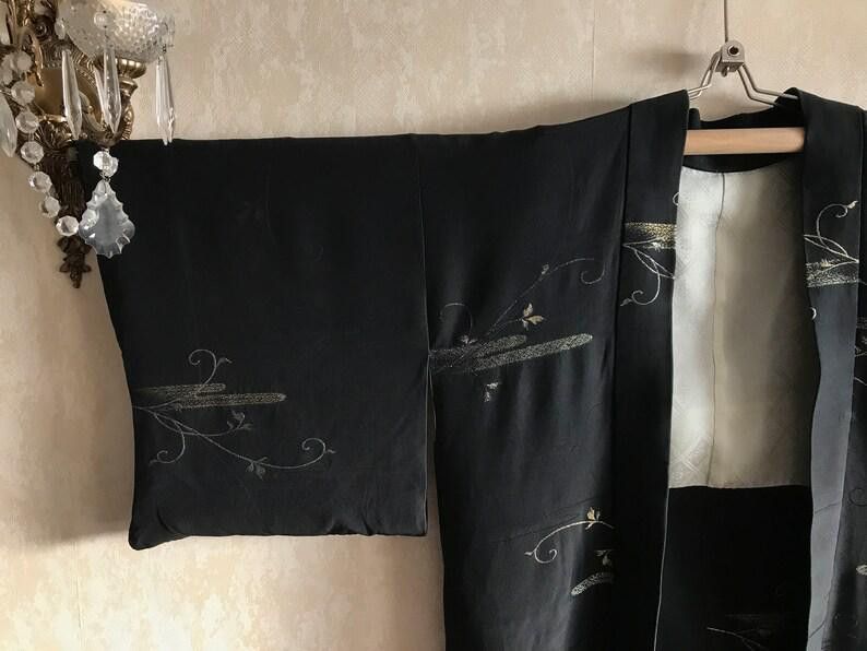 Vintage Vintage Natural Silk 50s black Japanese haori jacket Size M / US 6-8 / IT 42-44 - 7 Thumbnail