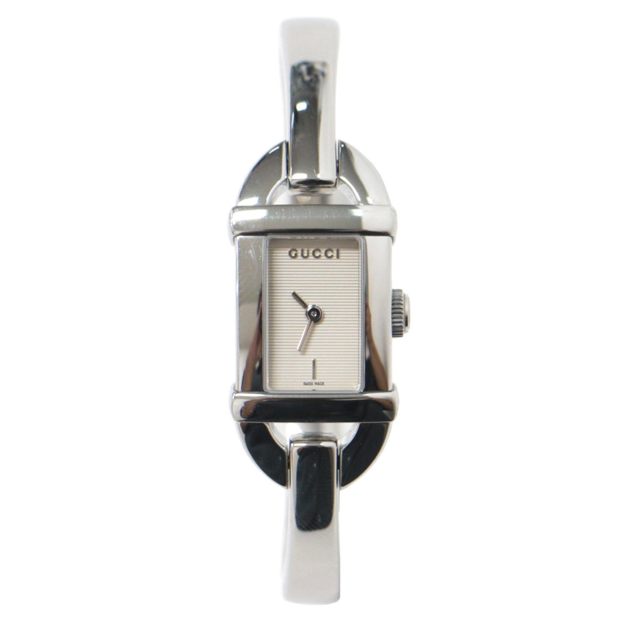 image of Gucci Watch Bangle Silver Beige Quartz Analog Stainless Steel 6800L Mini, Women's