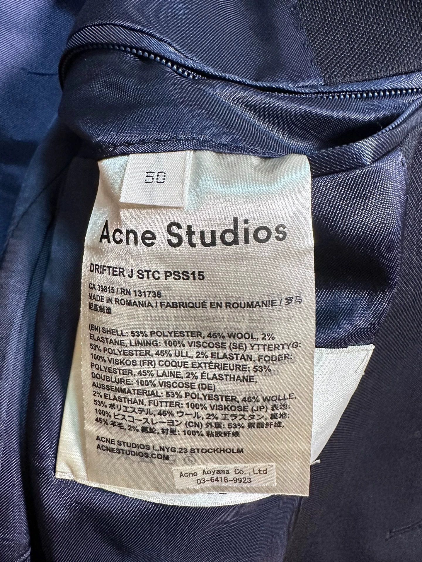Acne Studios Acne Studios Navy Wool Blend Blazer Near New Size 50R - 5 Thumbnail