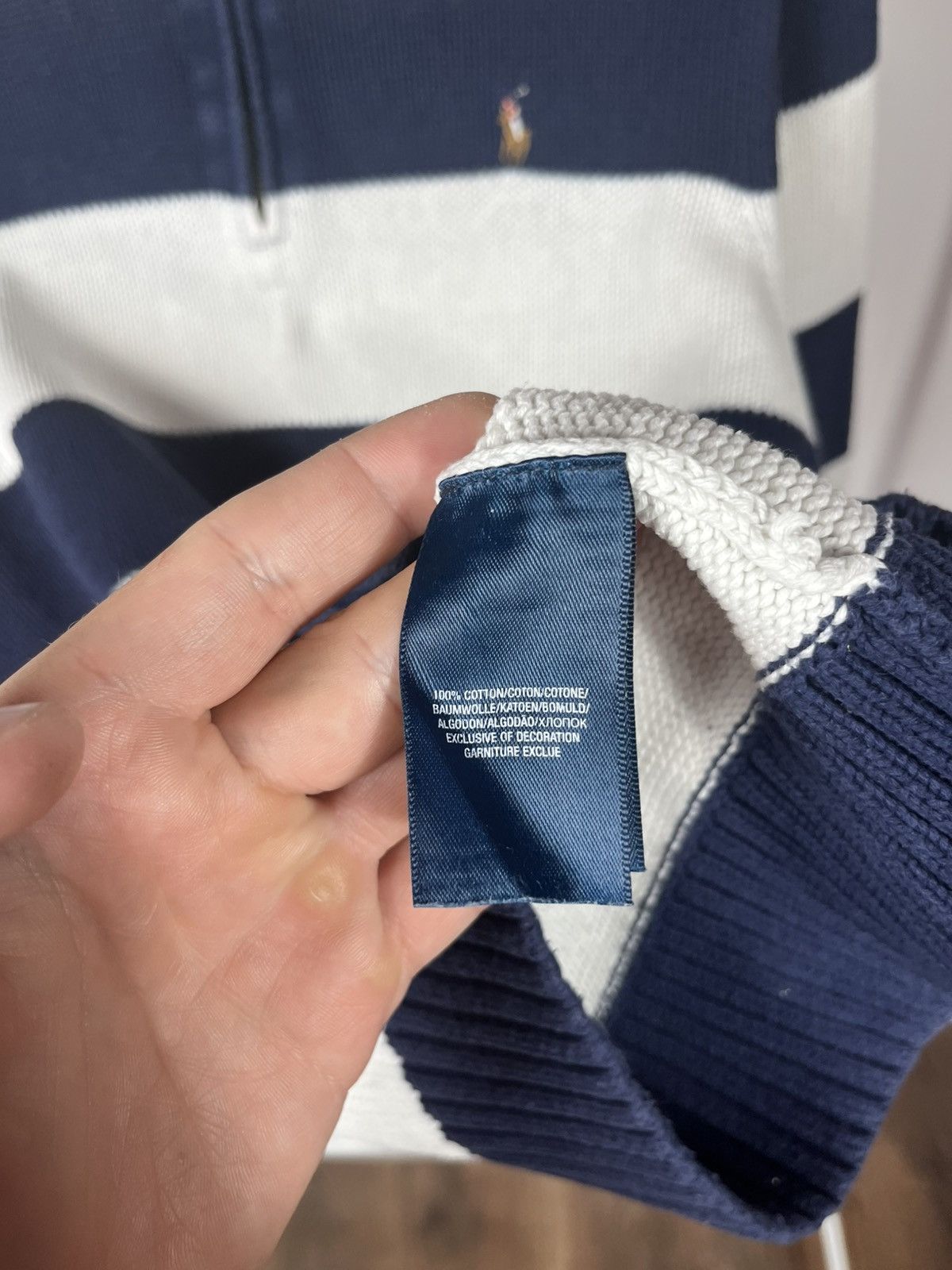 Polo Ralph Lauren Polo Ralph Lauren Striped Quarter Knit Sweater Navy White Size US S / EU 44-46 / 1 - 8 Thumbnail