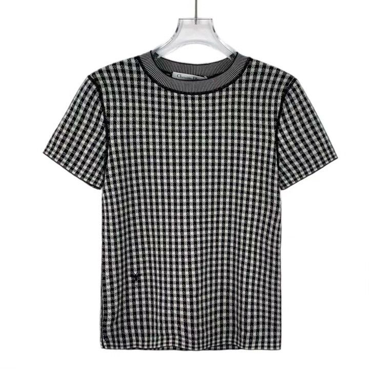 Dior Dior Bee Embroidery Check Cashmere Knit Top Size XS / US 0-2 / IT 36-38 - 1 Thumbnail