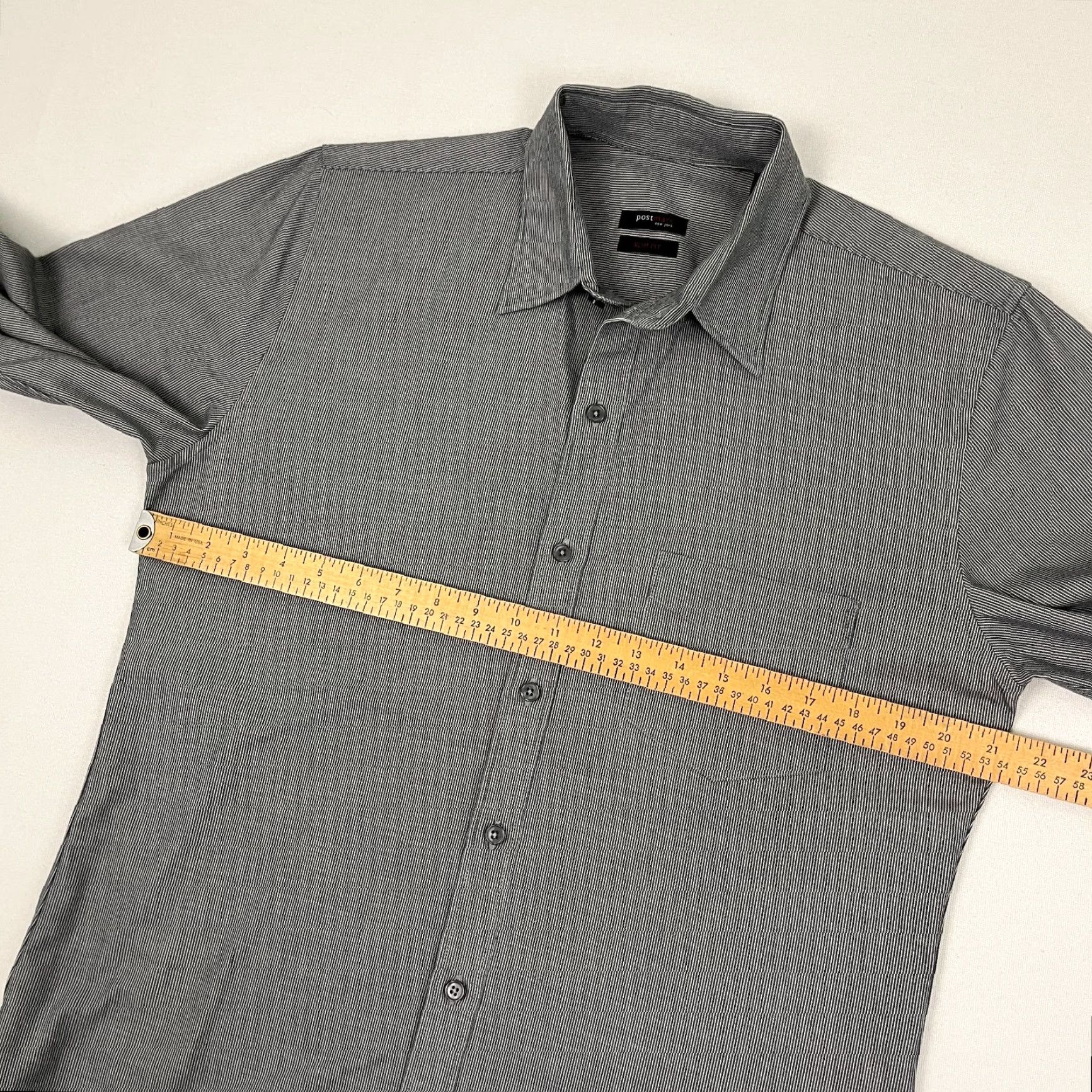 Vintage Postmarc Shirt Mens Large Slim Fit Gray Stripe Casual Work Office Button Up Size US L / EU 52-54 / 3 - 5 Thumbnail