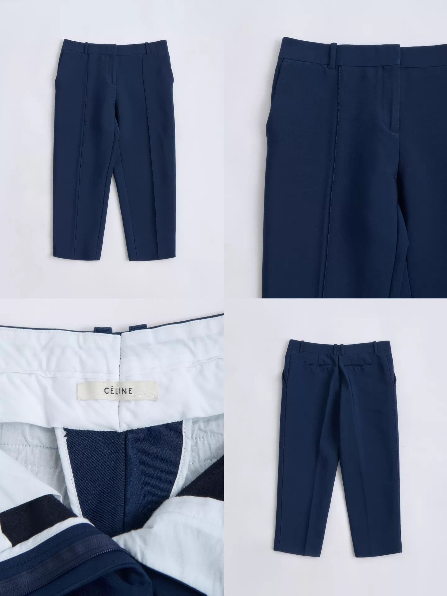 Phoebe Philo CELINE by Phoebe Philo Women's Navy Pleated Tapered Capri Size 27" / US 4 / IT 40 - 8 Thumbnail