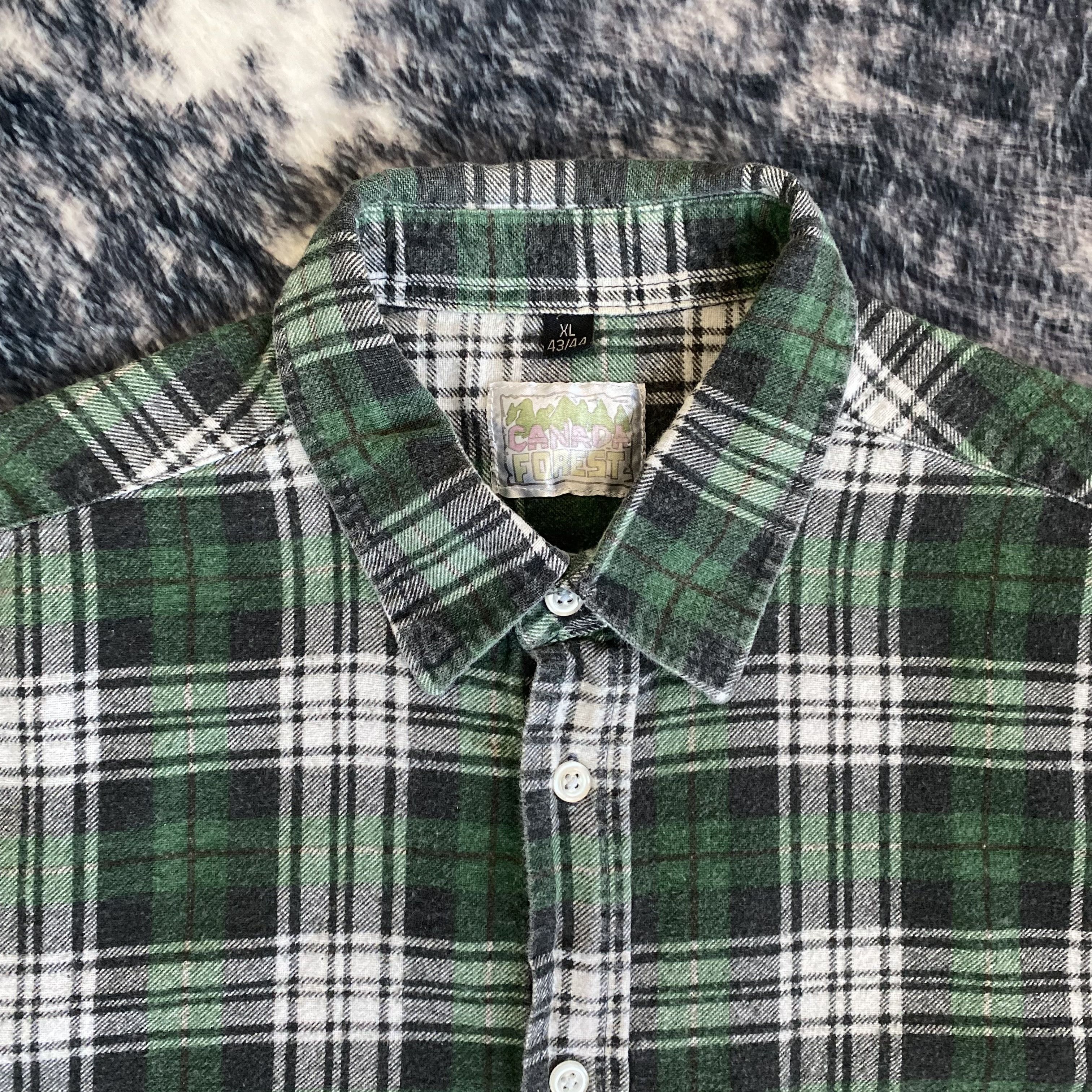 Vintage Vintage Green Plaid Botton Up Flannel Size US XL / EU 56 / 4 - 2 Thumbnail