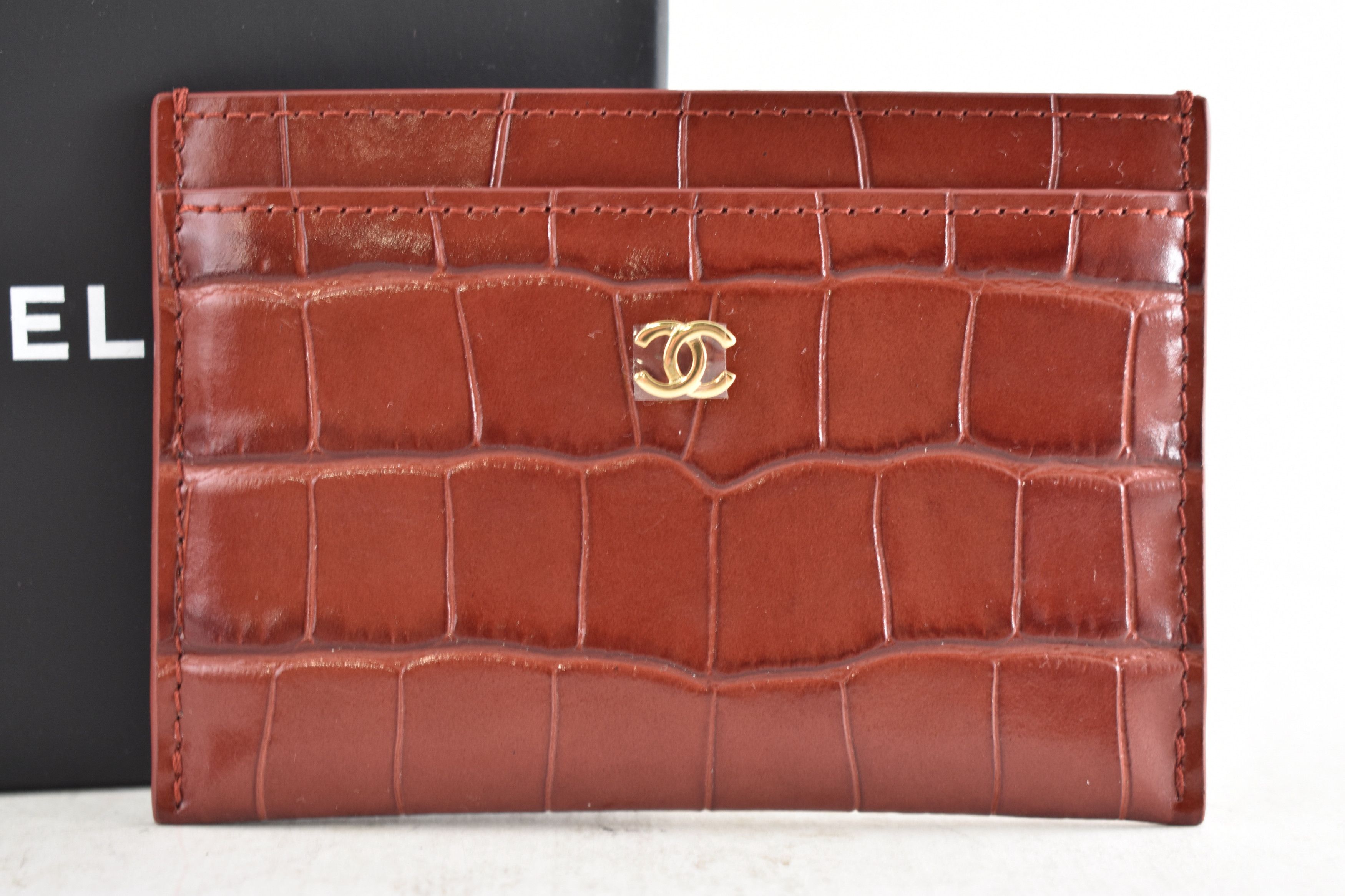 Chanel 26S Burgundy Crocodile Embossed Credit Card Holder Wallet Size ONE SIZE - 5 Thumbnail