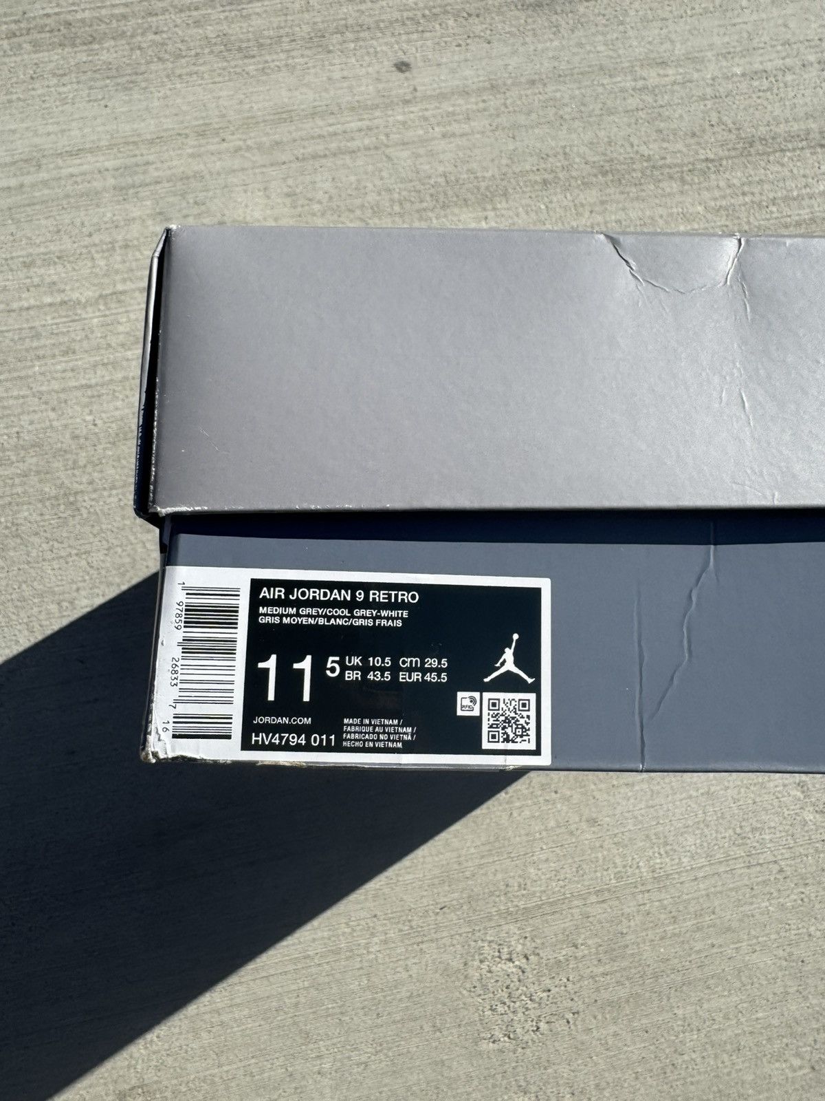 Jordan Brand JORDAN 9 RETRO COOL GREY 2025 SIZE 11.5 Size US 11.5 / EU 44-45 - 7 Thumbnail