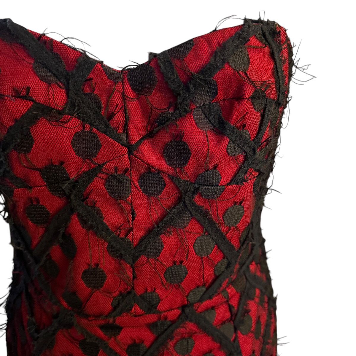 MILLY Milly Alix Red and Black Midi Dress Size 12 Size XL / US 12-14 / IT 48-50 - 2 Thumbnail