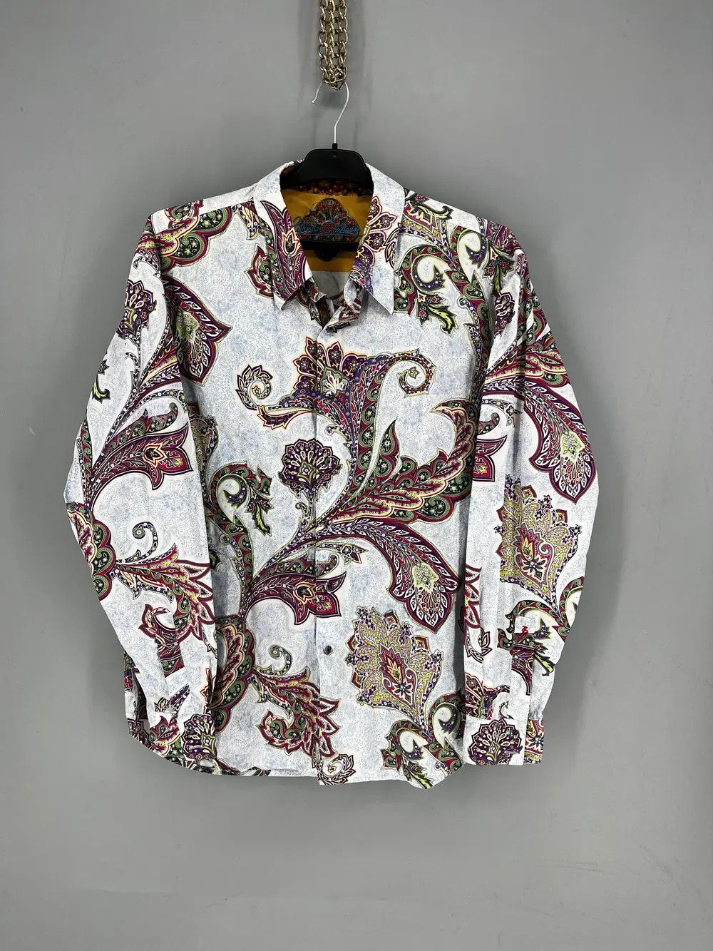 Robert Graham Bonaire Blue Funky Fractal Floral Paisley SzXL