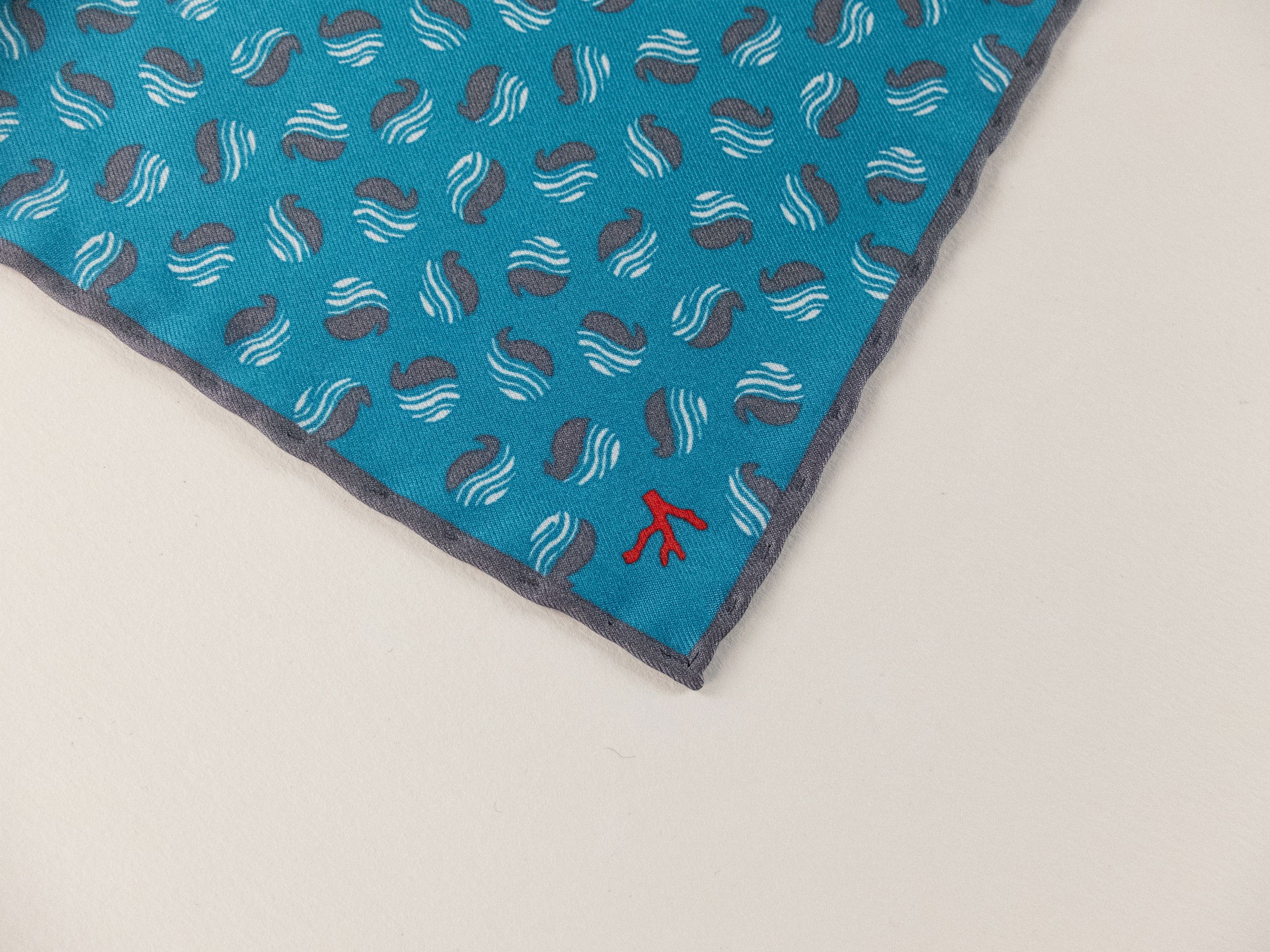 Isaia ISAIA Napoli blue Ying Yang motif silk pocket square Size ONE SIZE - 3 Thumbnail