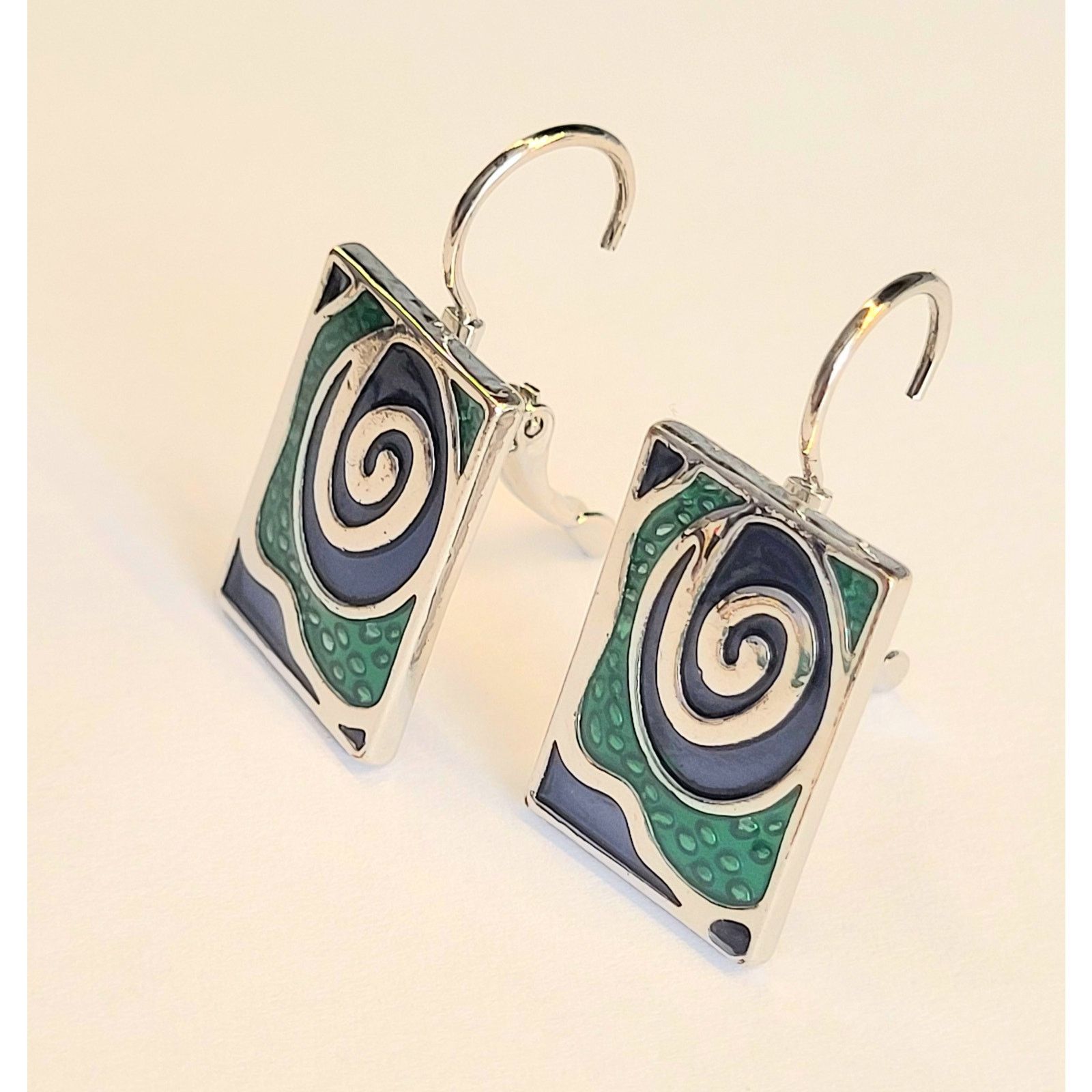 Other Silver Enamel Artisan Earrings Mardi Gras Lever Pierced Boho Size ONE SIZE - 2 Thumbnail