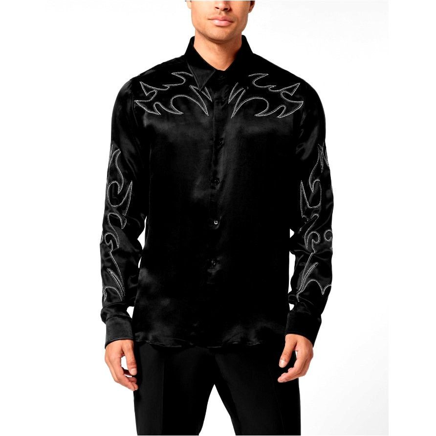 Philipp Plein Philipp Plein Men's Black Embellished Texas Shirt Size 3XL Size US XXL / EU 58 / 5 - 12 Thumbnail