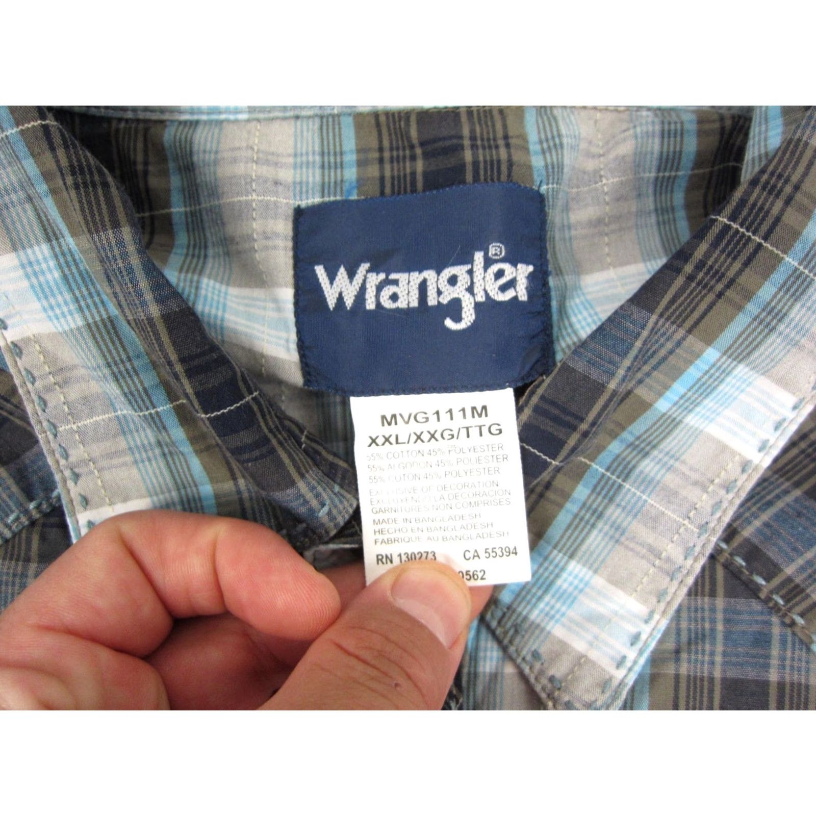 Wrangler Wrangler Shirt 2XL Blue Brown Plaid Western Cowboy Snap Mens Casual Button-Up Long Sleeve X2XL Western 90s? Size US XXL / EU 58 / 5 - 3 Thumbnail