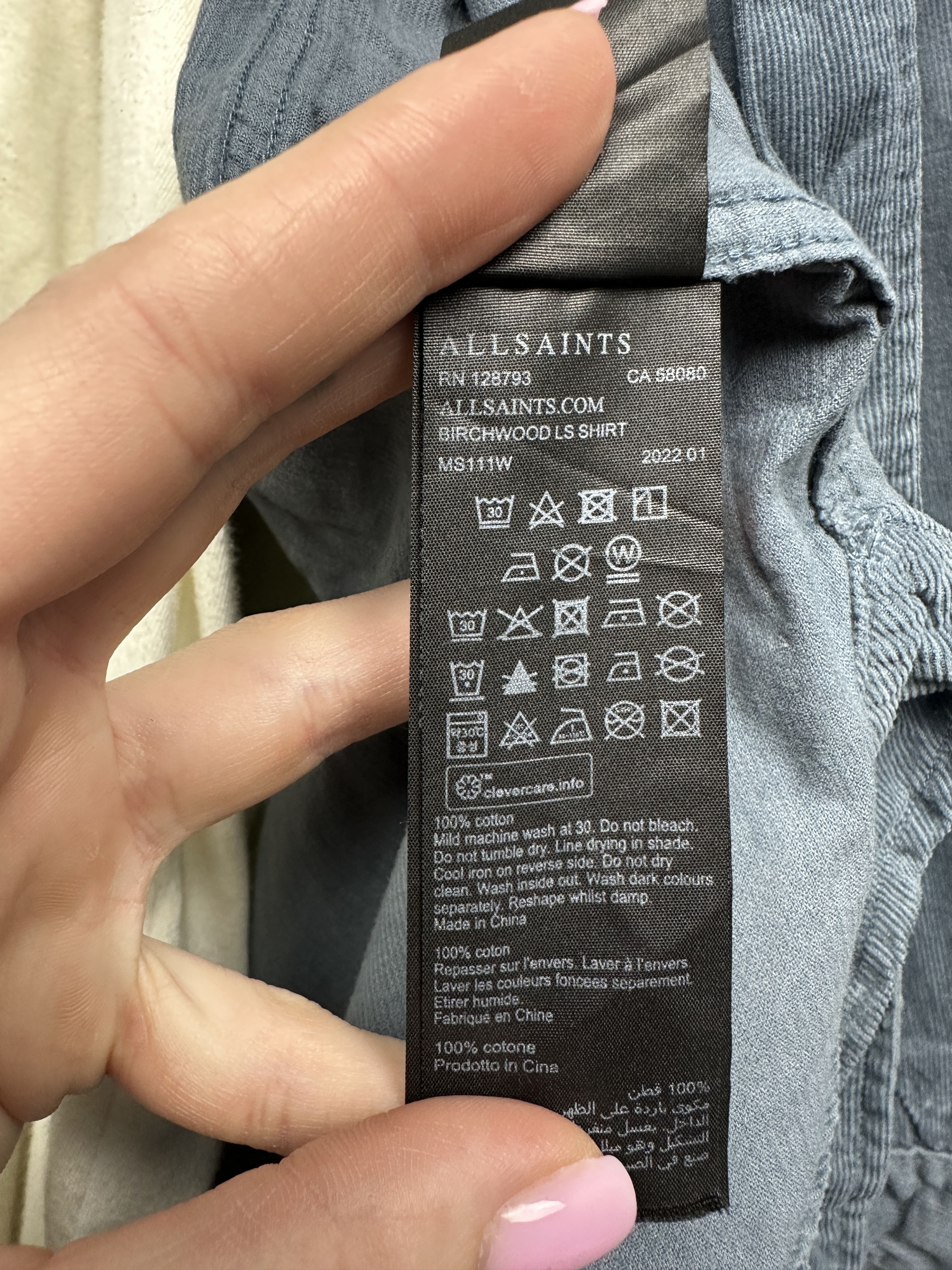 Allsaints × Flannel Allsaints Mens Birchwood Corduroy Flannel Shirt Size US M / EU 48-50 / 2 - 5 Thumbnail