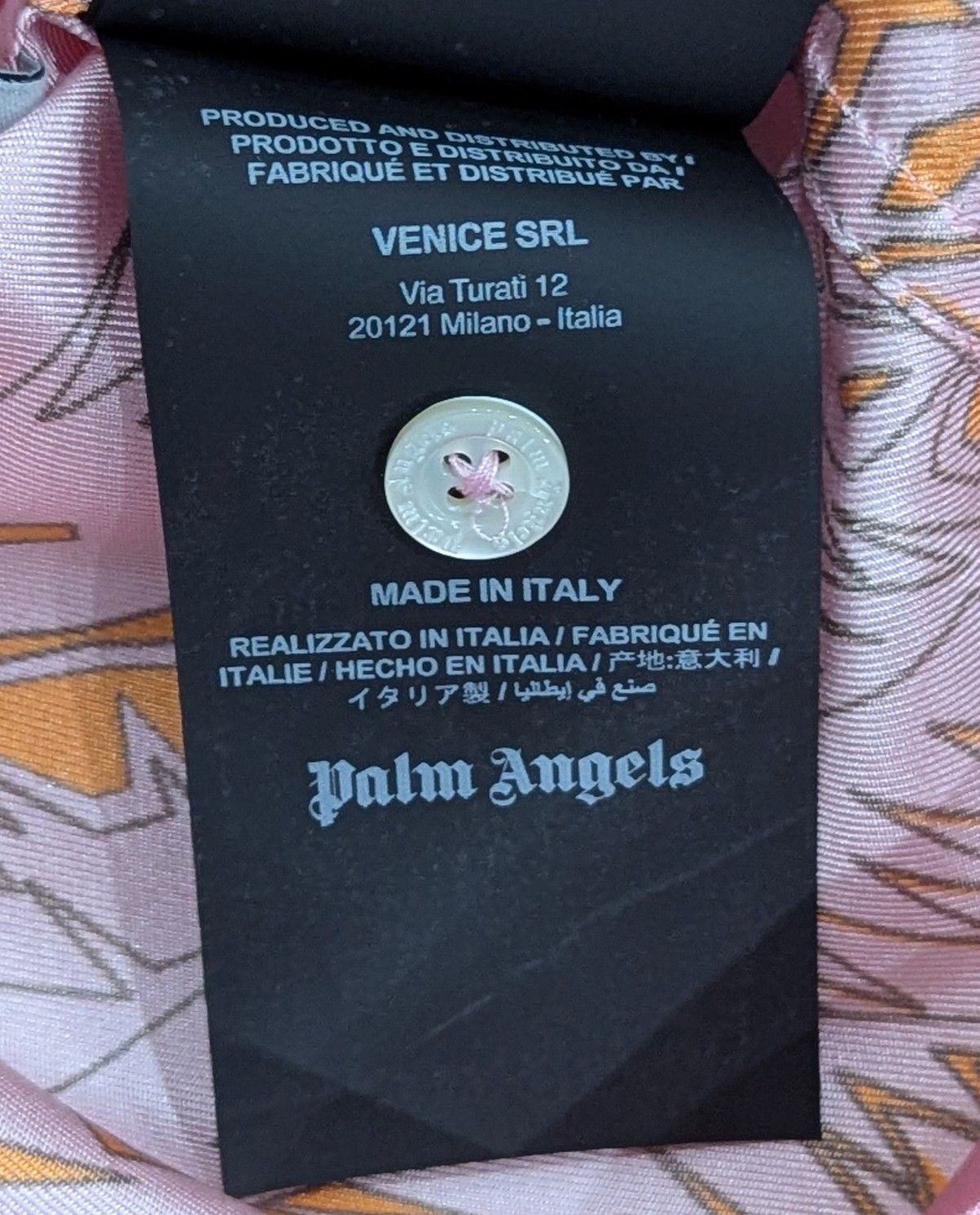 Palm Angels PALM ANGELS Palm Print Silk Button Up Shirt Pink/Gold 48 Size US M / EU 48-50 / 2 - 7 Thumbnail