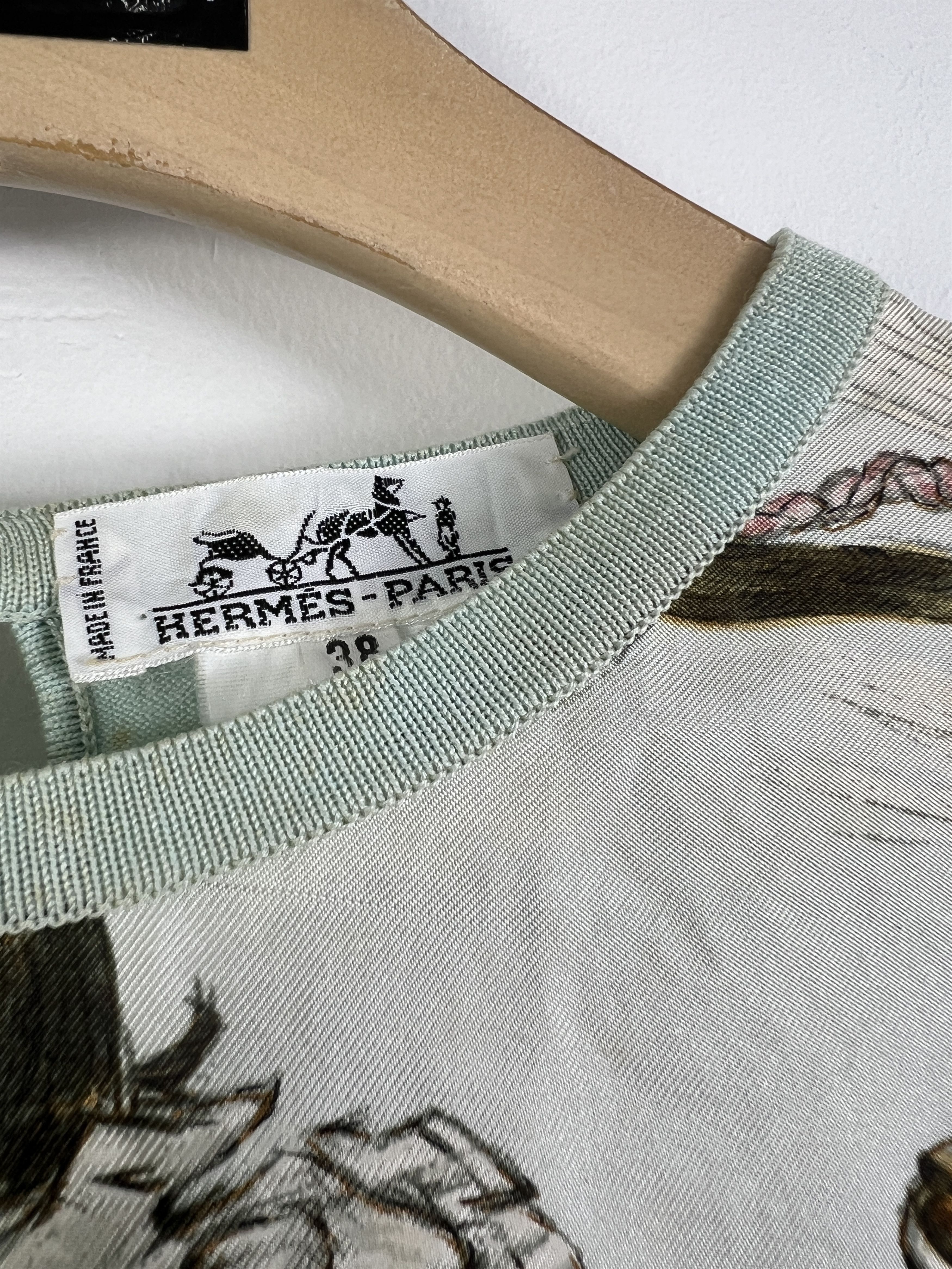 Hermes Vintage HERMÈS Paris Printed Silk Sweatshirt (38) GTMPT962 Size S / US 4 / IT 40 - 15 Thumbnail